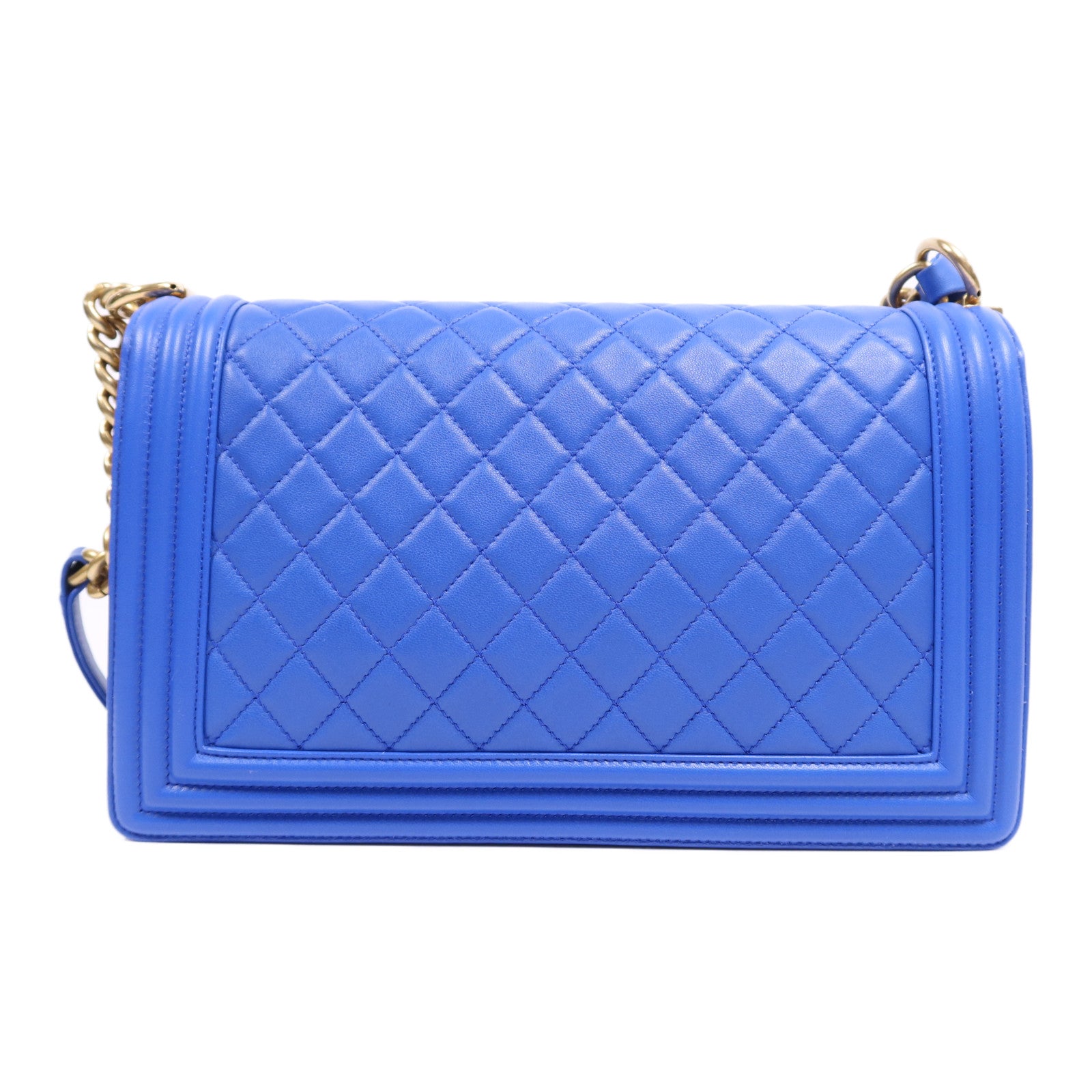 CHANEL 羊皮皮革Boy 28金扣鏈帶肩背袋