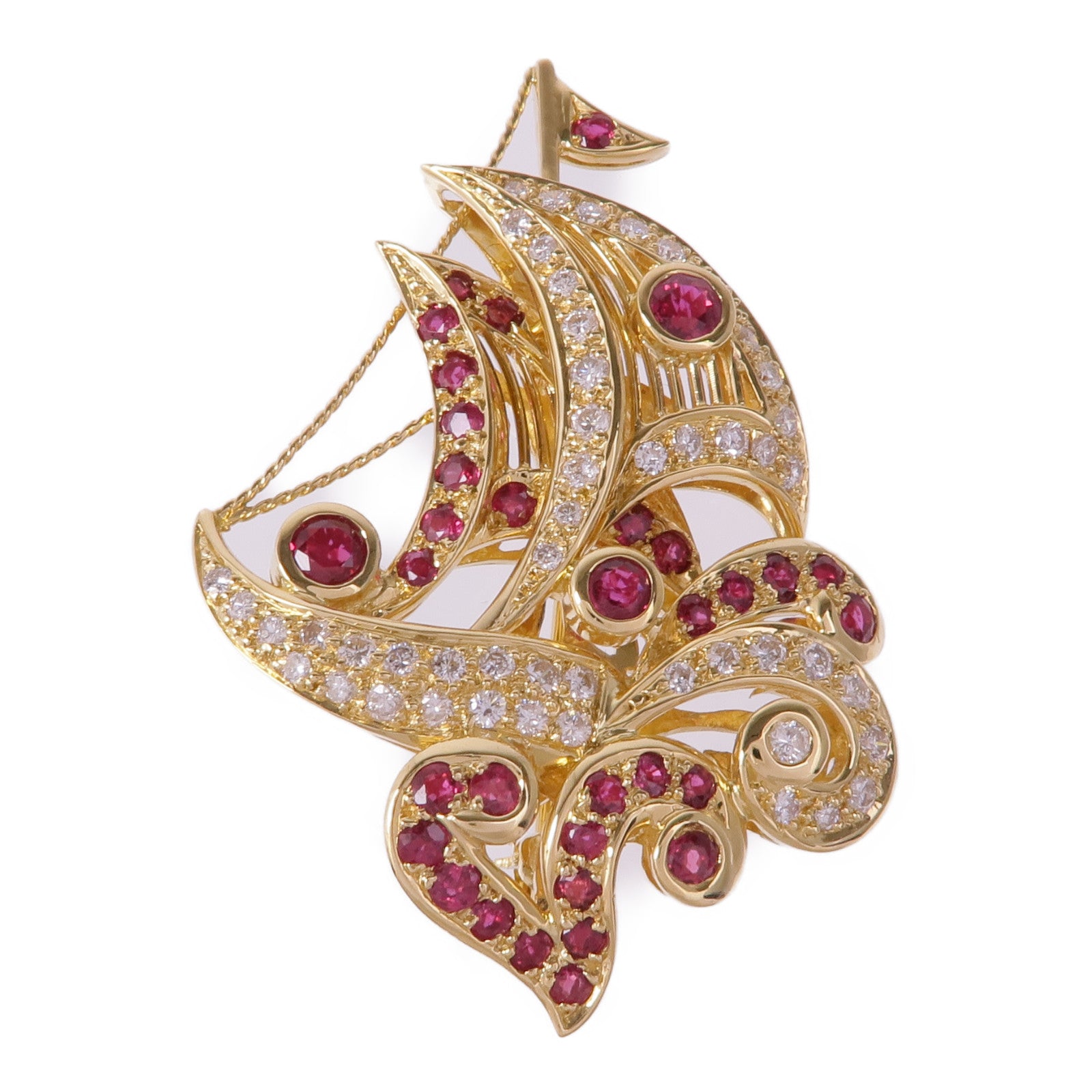 JEWELRY 18K黃金Ruby Diamond Brooch紅寶石/鑽石胸針