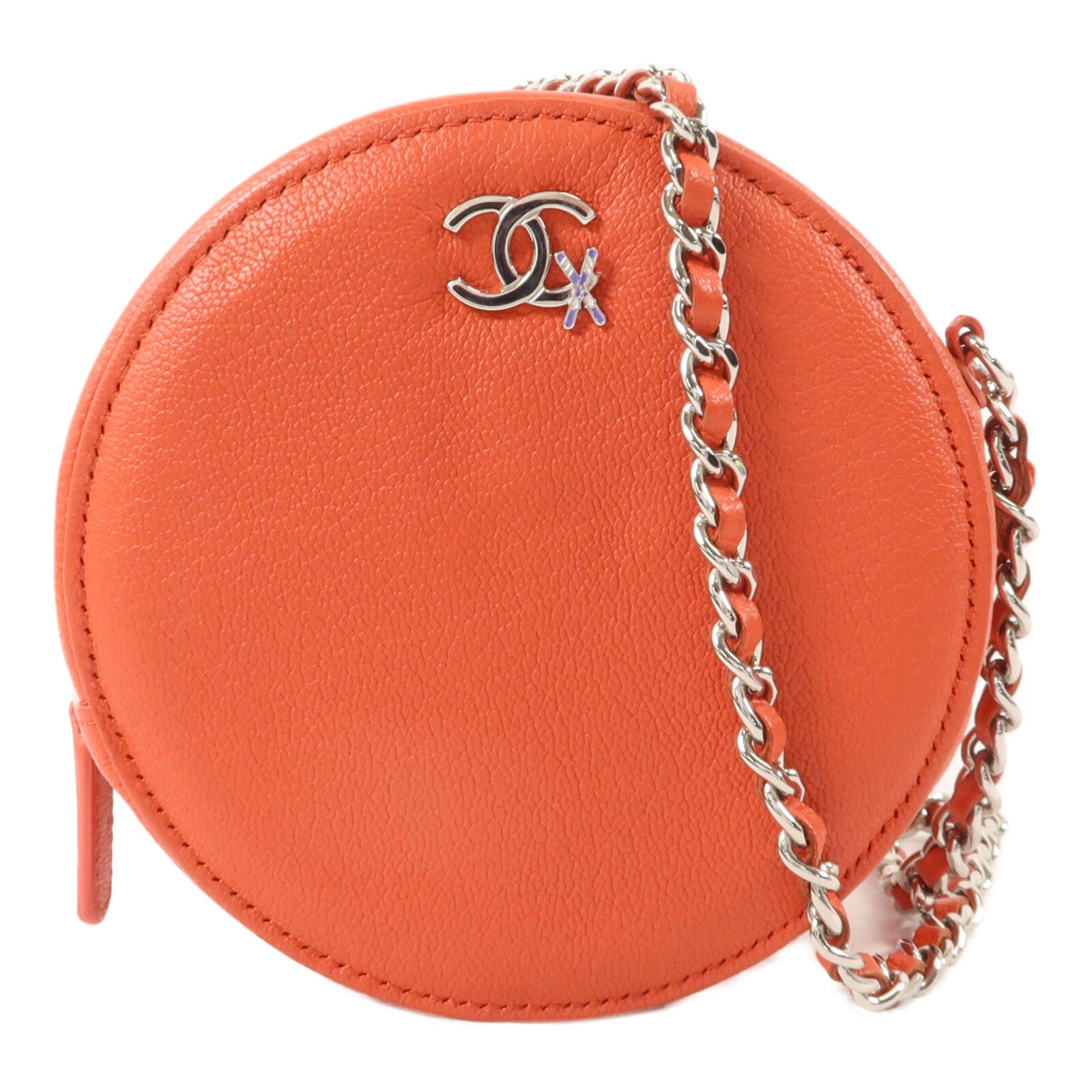 CHANEL 牛皮皮革Round Bag With Chain鏈帶肩背袋