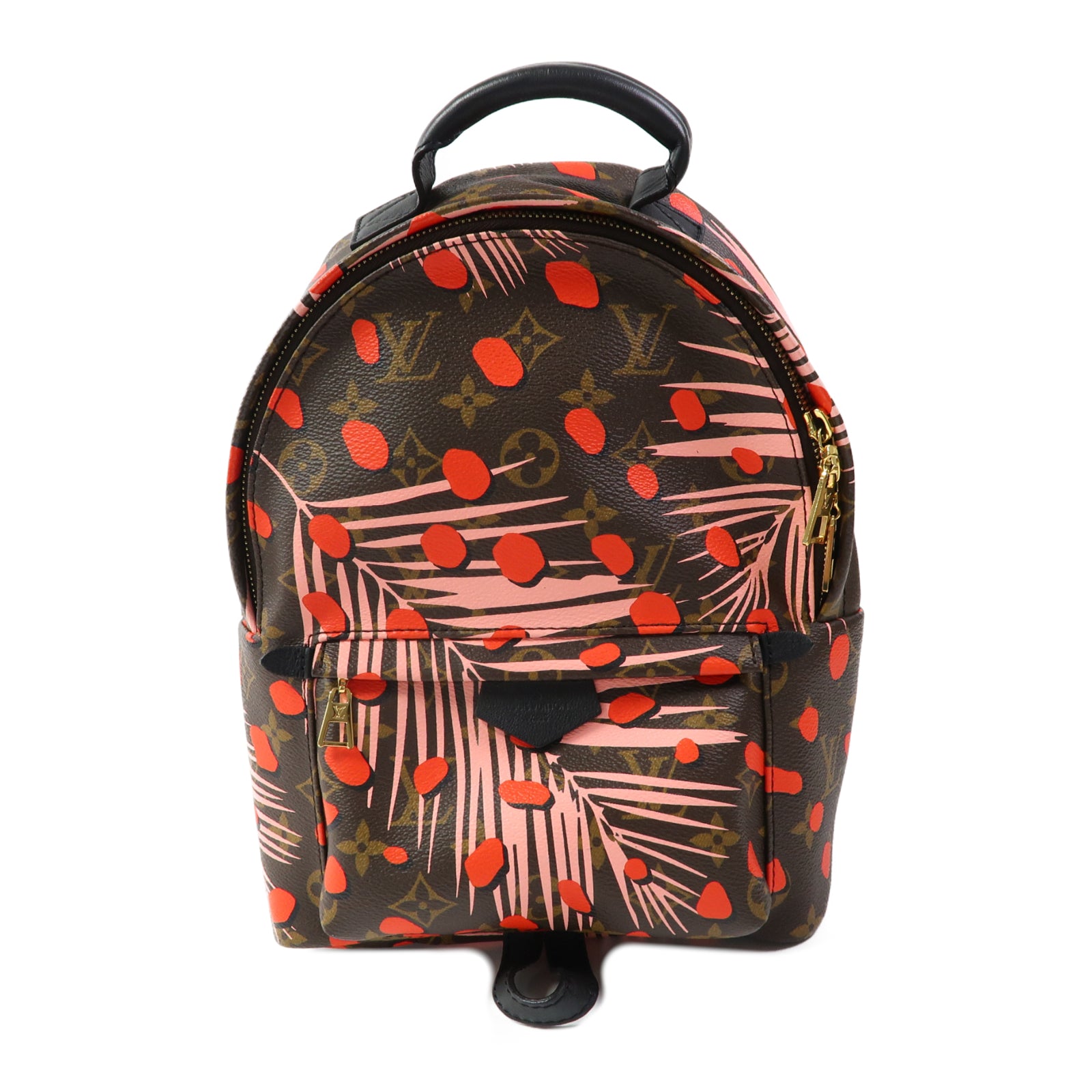 LOUIS VUITTON 【激減優惠】Monogram Palm Springs PM金扣背包啡色/紅色