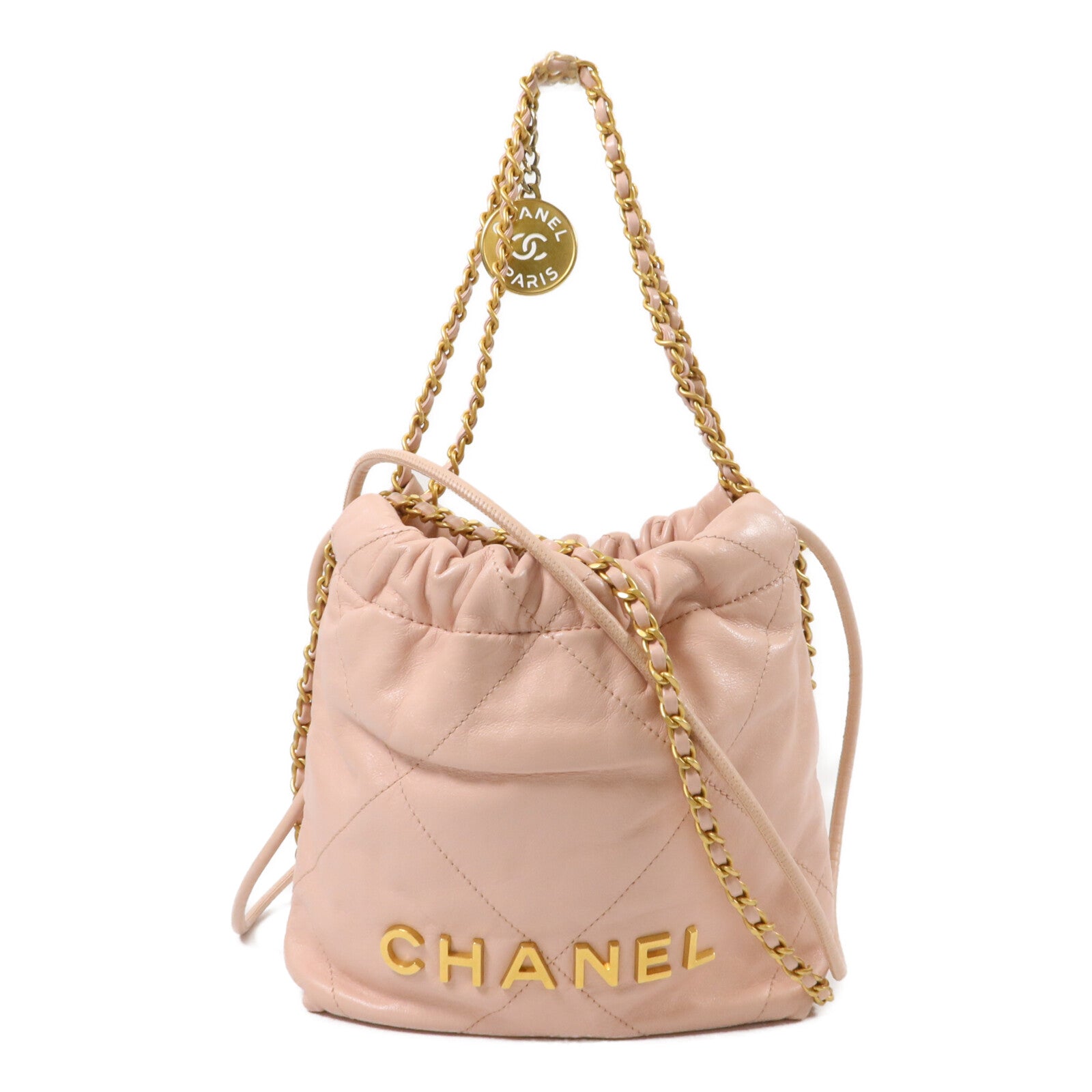 CHANEL 牛皮皮革Chanel 22 Mini鏈帶手挽肩背兩用袋