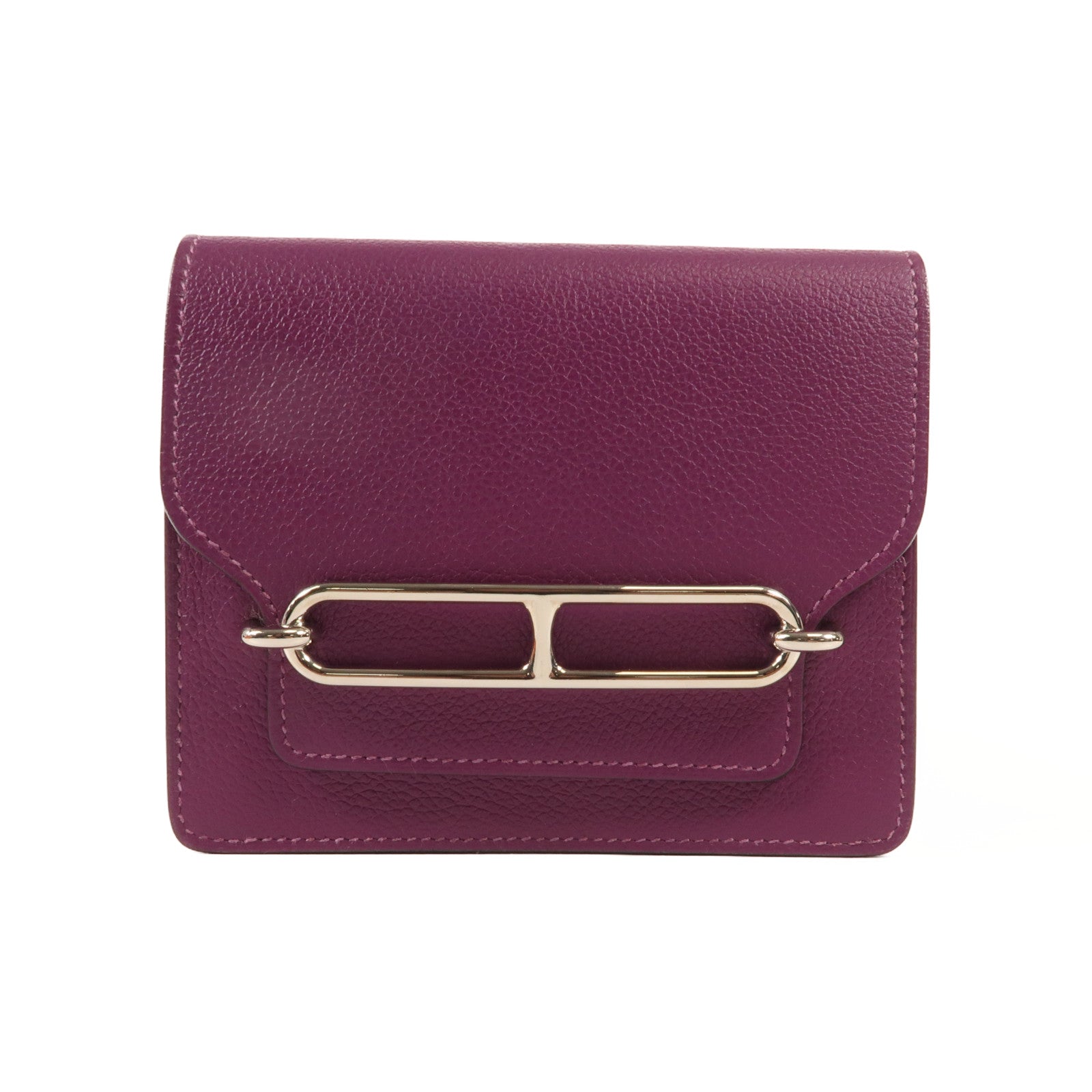 HERMES 【激減優惠】Evercolour皮革Roulis Slim銀扣錢包Anemone