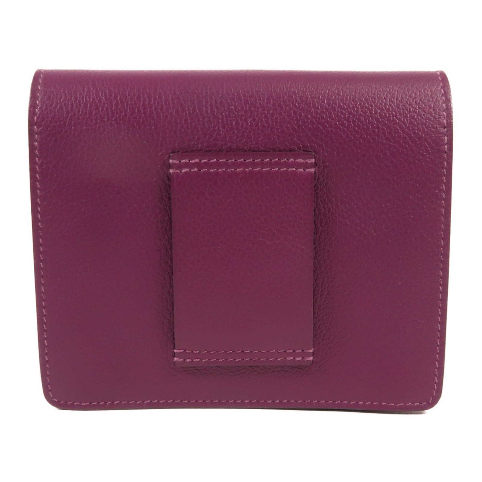 HERMES Evercolour皮革Roulis Slim銀扣錢包Anemone