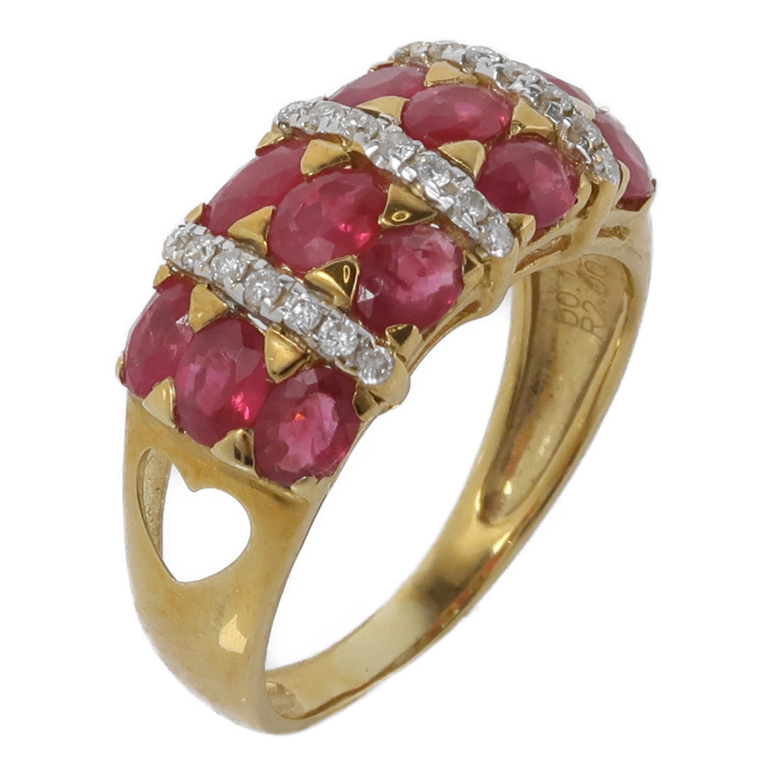 JEWELRY 18K黃金Ruby Ring紅寶石/鑽石戒指US#7
