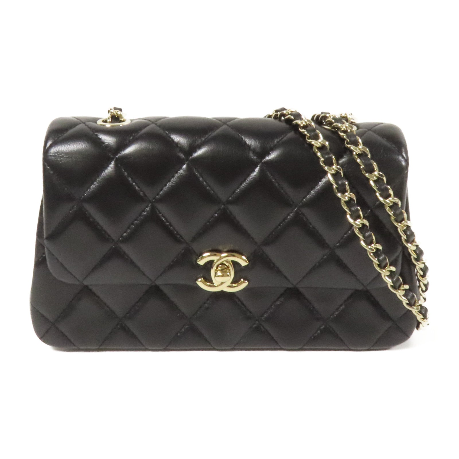 CHANEL 牛皮皮革Chain Shoulder金扣肩背袋