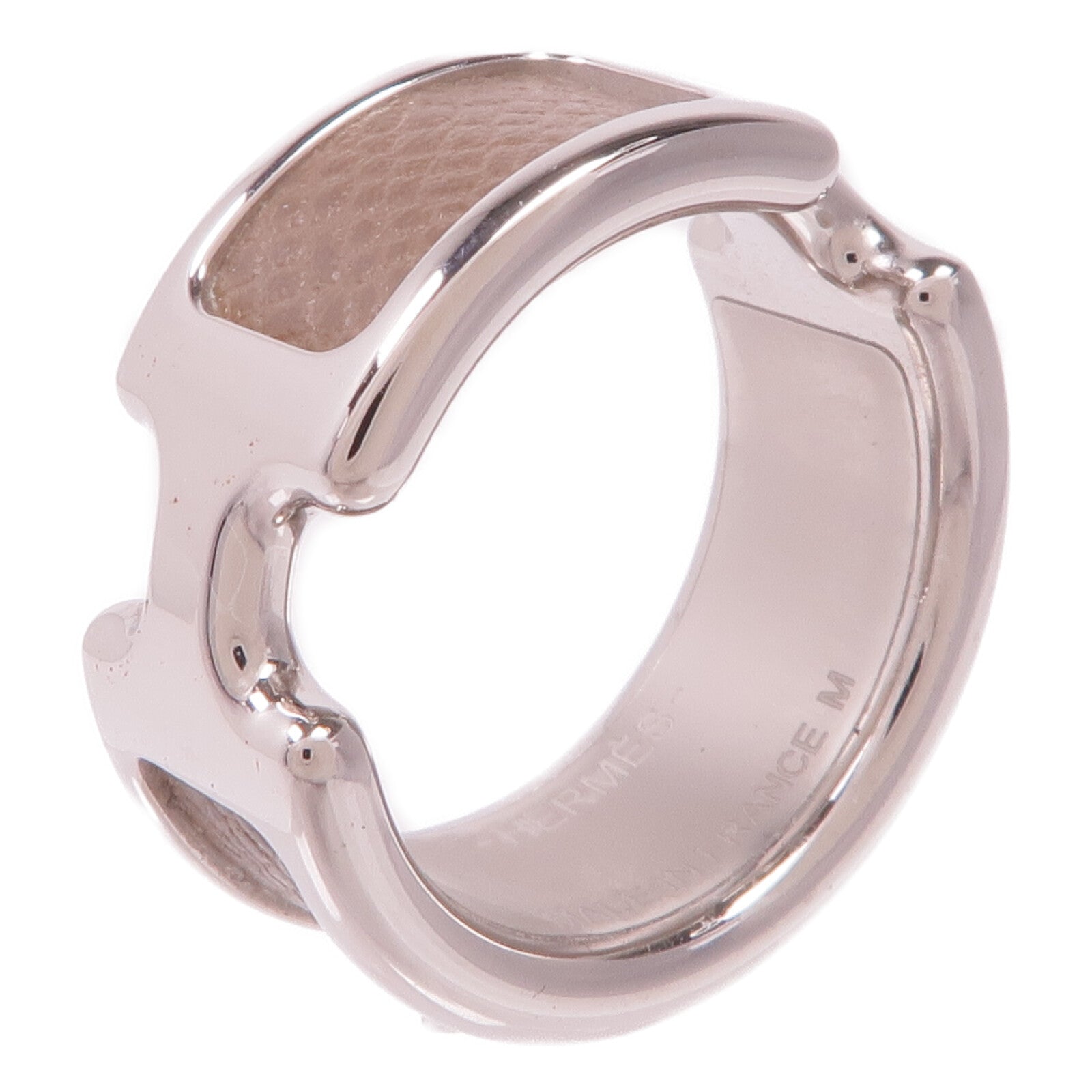 HERMES 金屬/Epsom皮革Olympe Ring戒指US#6.75 Etoupe