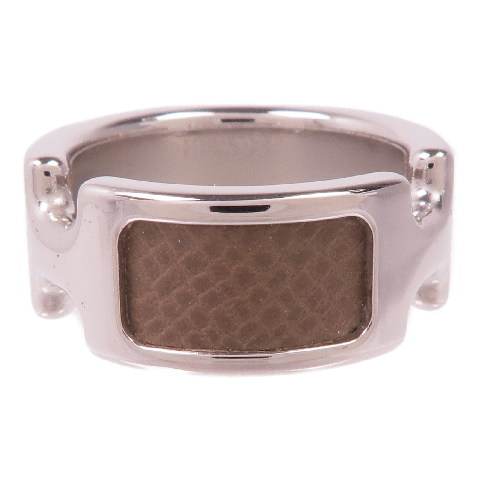 HERMES 金屬/Epsom皮革Olympe Ring戒指US#6.75 Etoupe