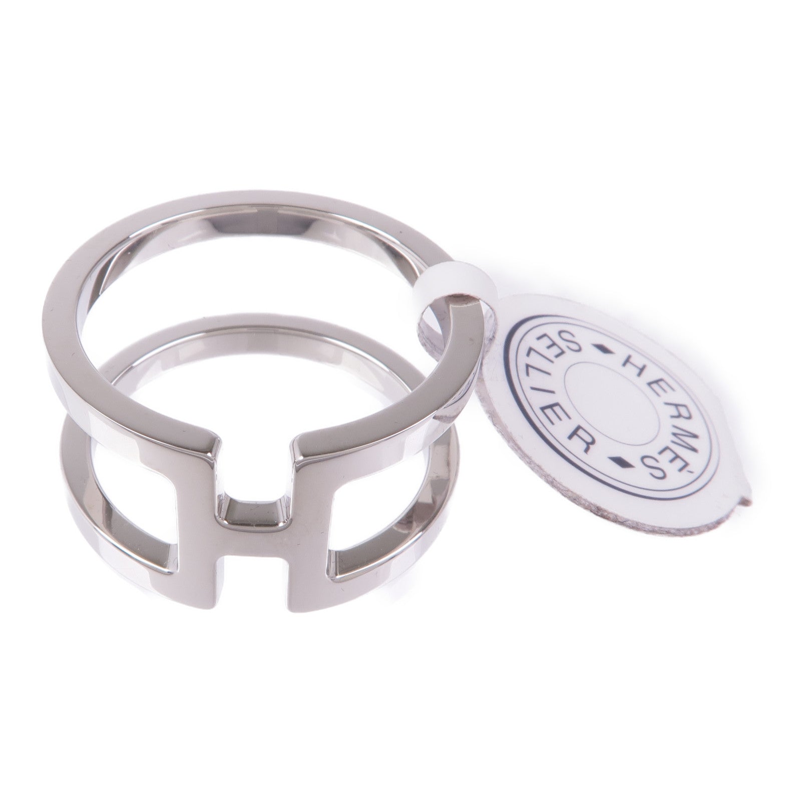 H Logo Hermes Scarf Rings Hermès H Diamant Silver Scarf Ring