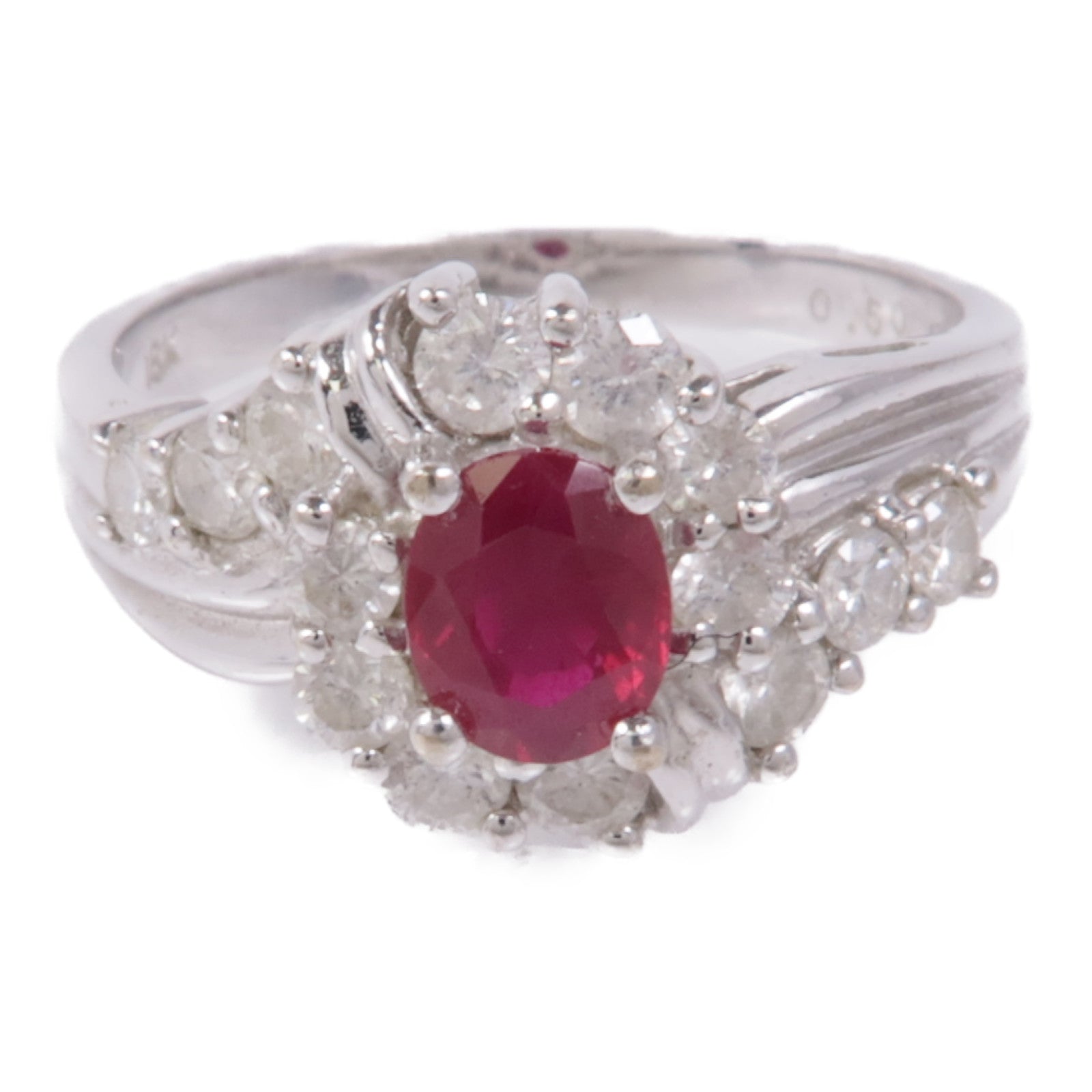 JEWELRY 【激減優惠】18K白金Ruby/Diamond Ring紅寶石/鑽石戒指US#4.75