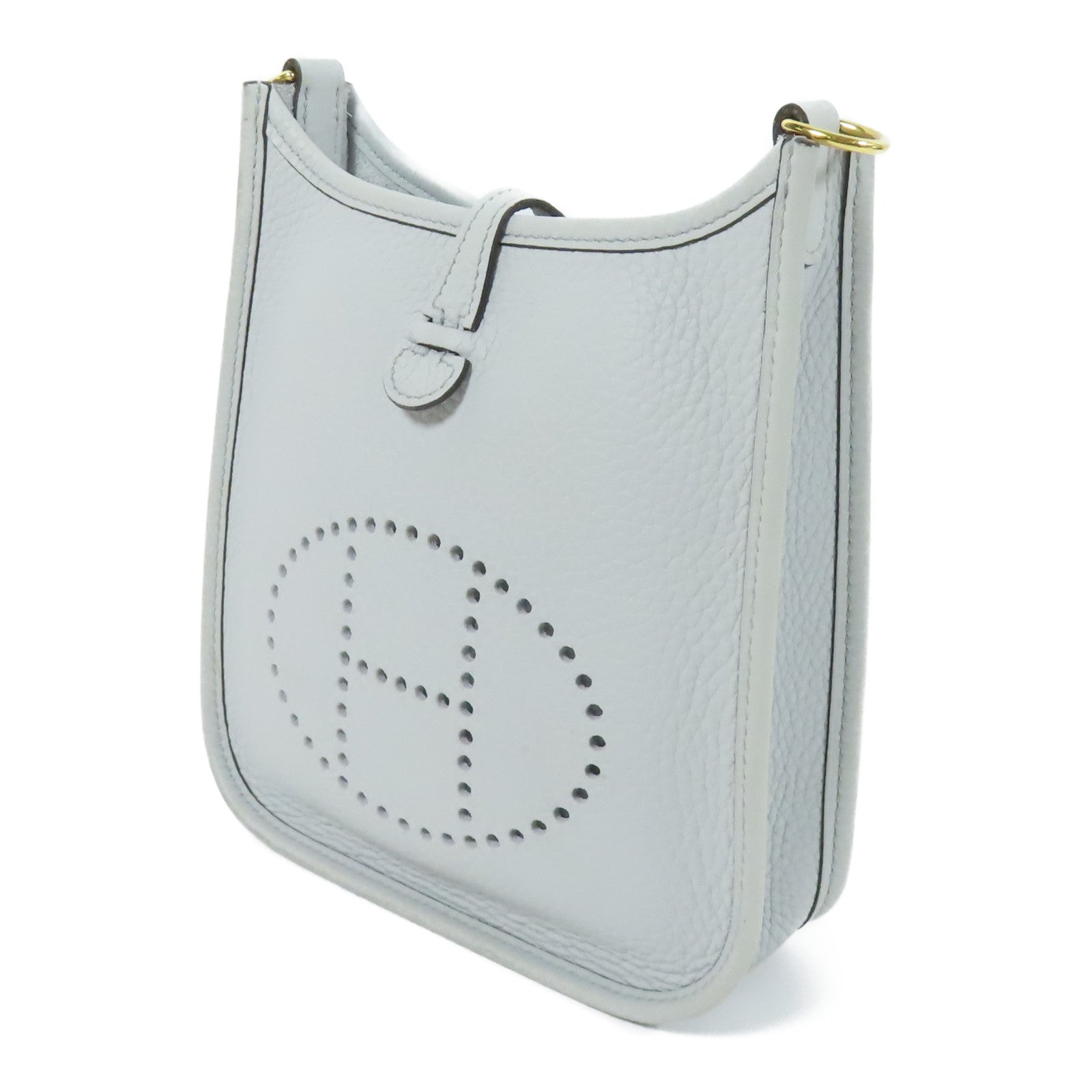 HERMES Clemence皮革Evelyne TPM金扣肩背袋Bleu Pale