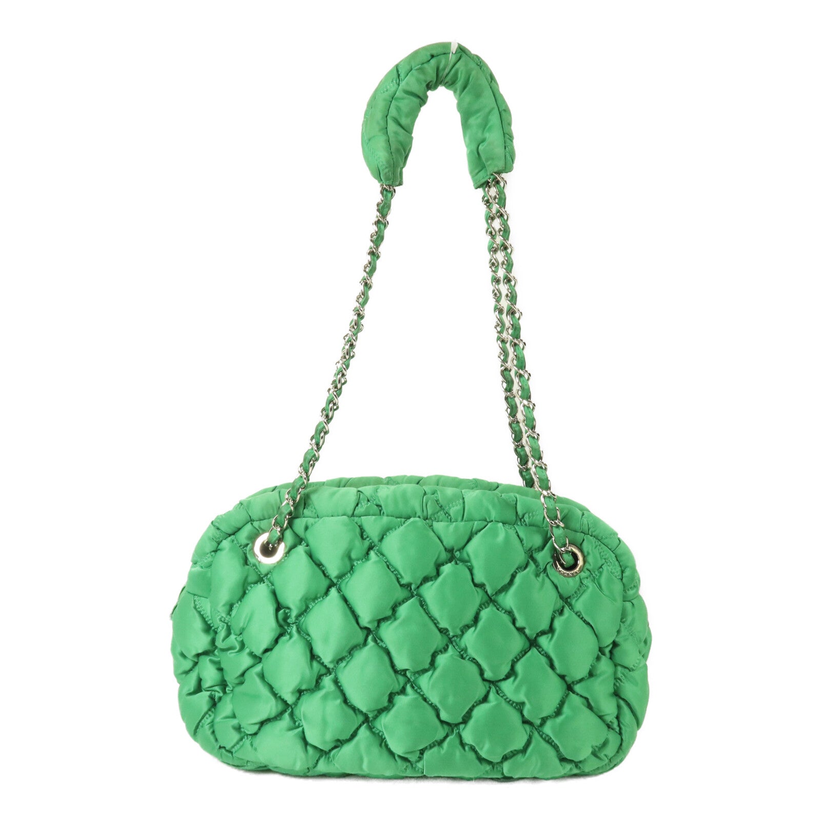 CHANEL 尼龍Bubble Bag鏈帶手挽袋