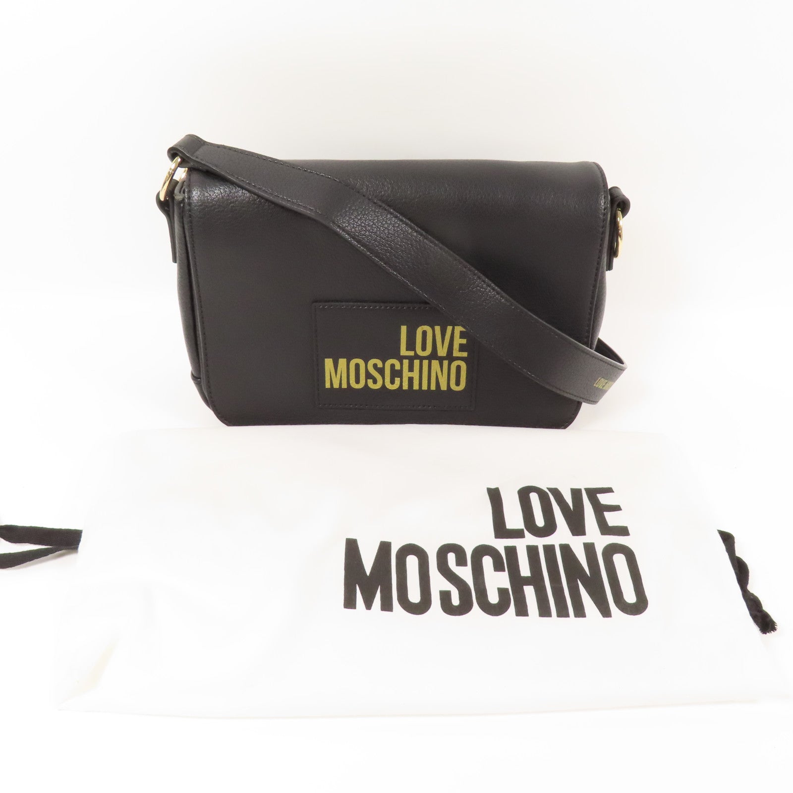 MOSCHINO 牛皮皮革Shoulder Bag金扣肩背袋