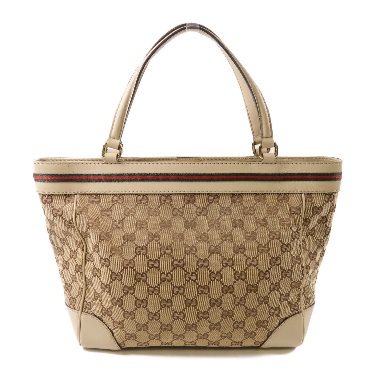GUCCI GG GHW Tote Bag Canvas Beige