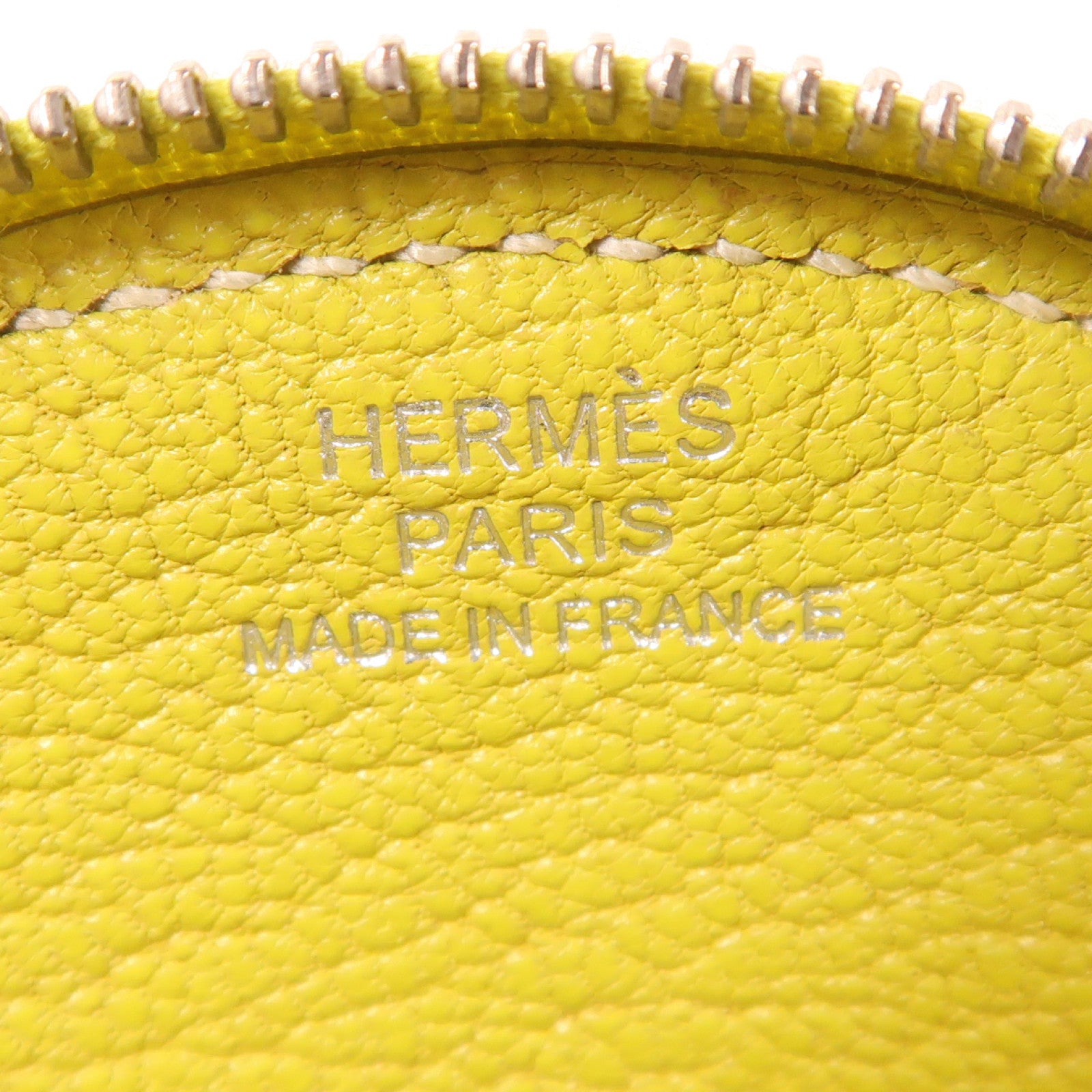 HERMES 【激減優惠】Clemence皮革Tutti Frutti銀扣零錢包Lime黃色