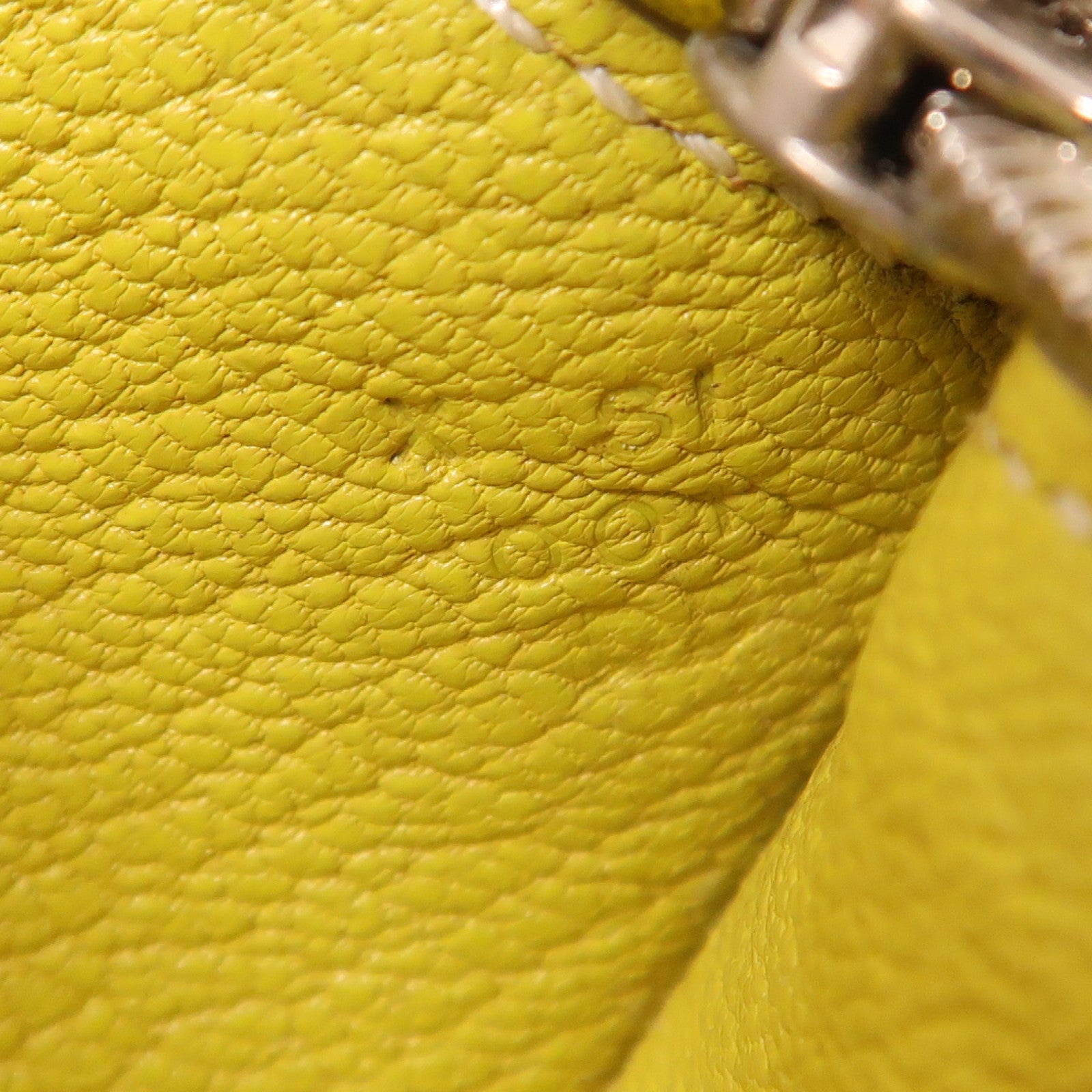 HERMES 【激減優惠】Clemence皮革Tutti Frutti銀扣零錢包Lime黃色