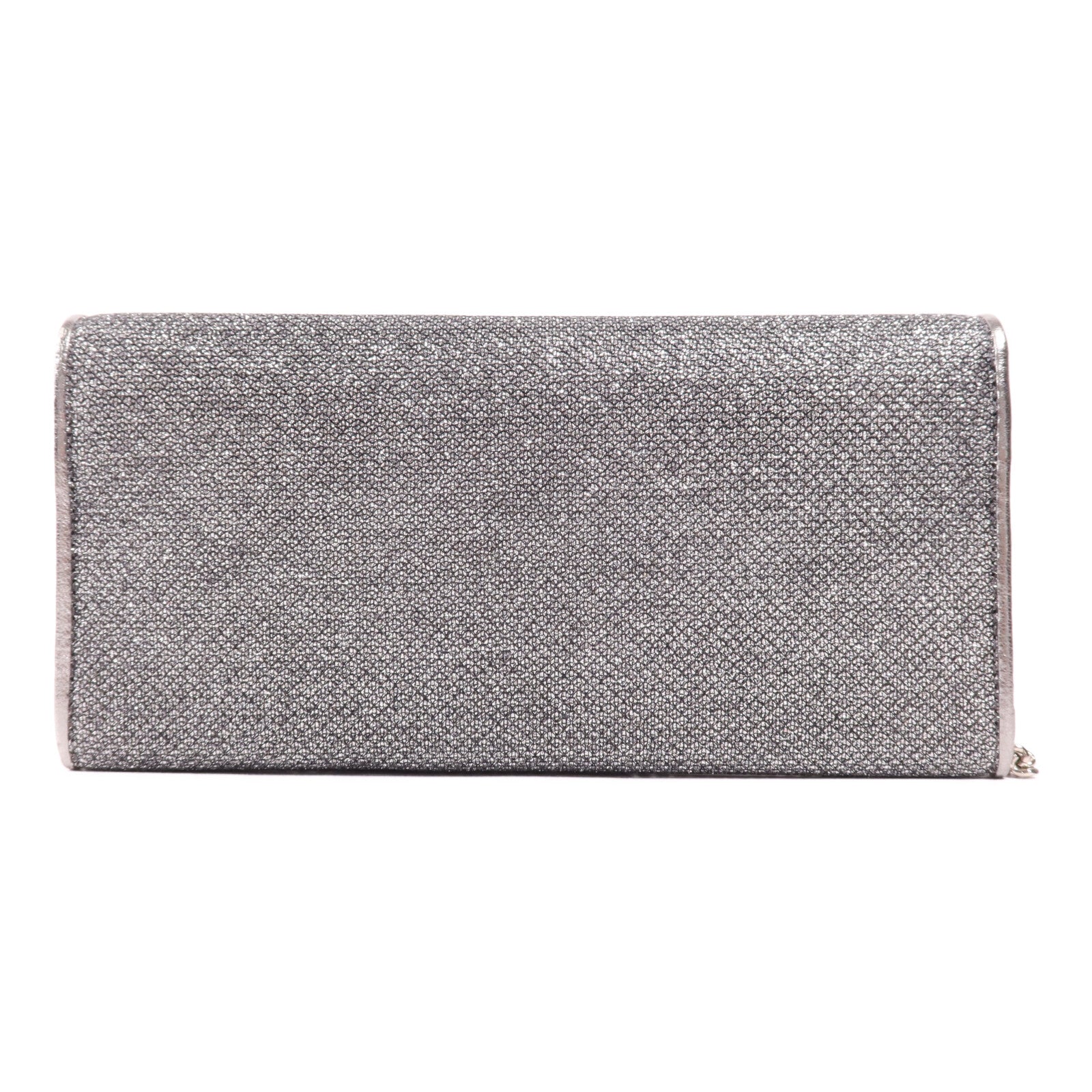 JIMMY CHOO Metallic皮革Chain Shoulder銀扣鏈帶肩背袋