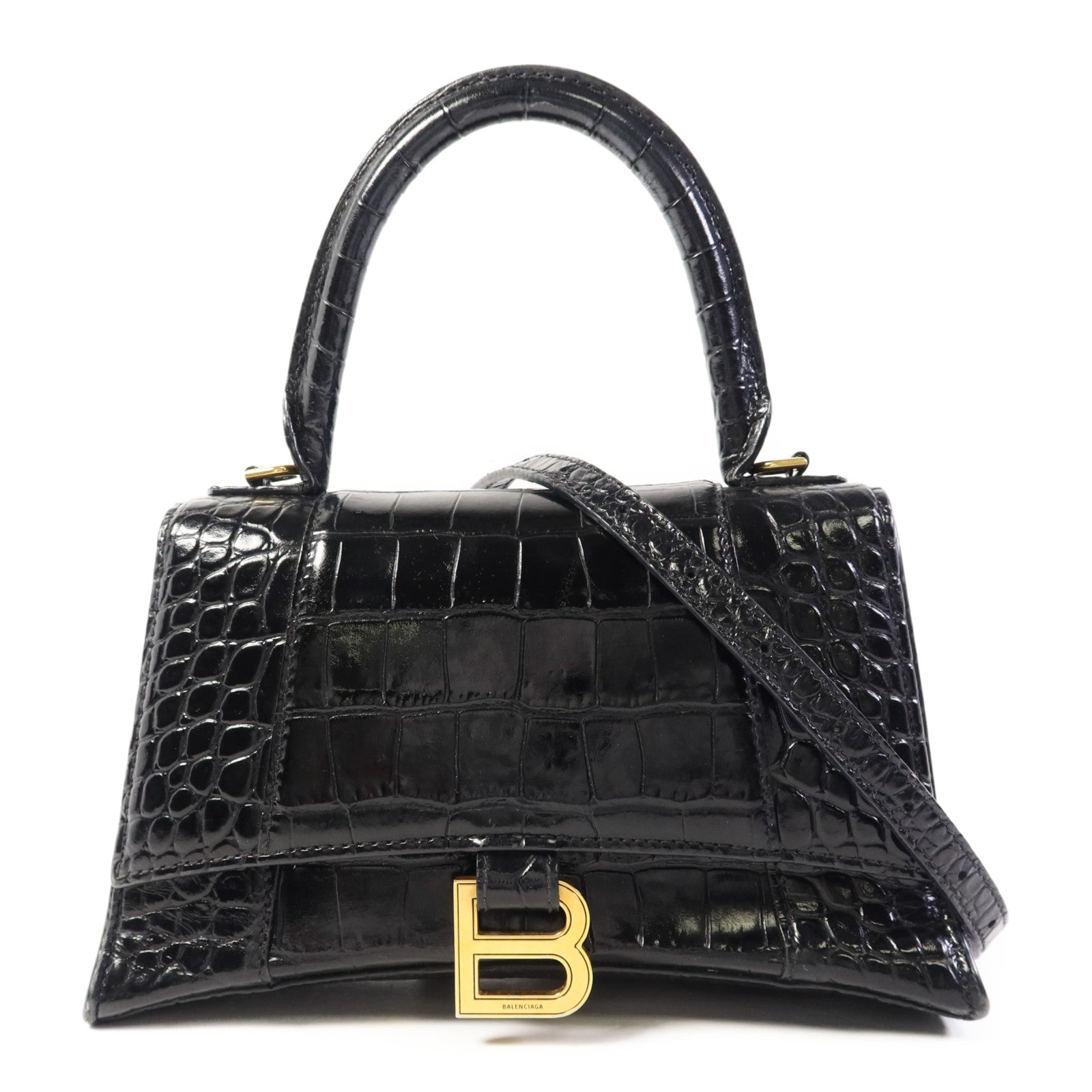BALENCIAGA 【激減優惠】牛皮皮革Hourglass金扣手挽肩背兩用袋