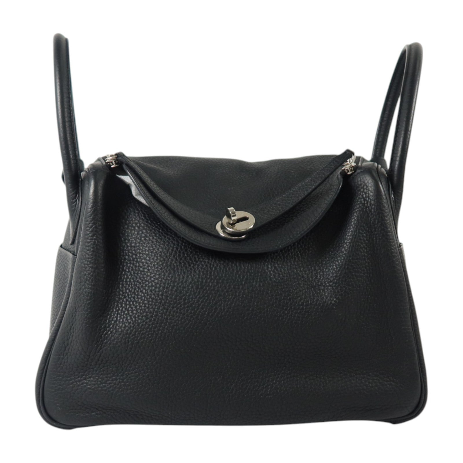 HERMES Clemence皮革Lindy 30銀扣手挽肩背兩用袋Noir