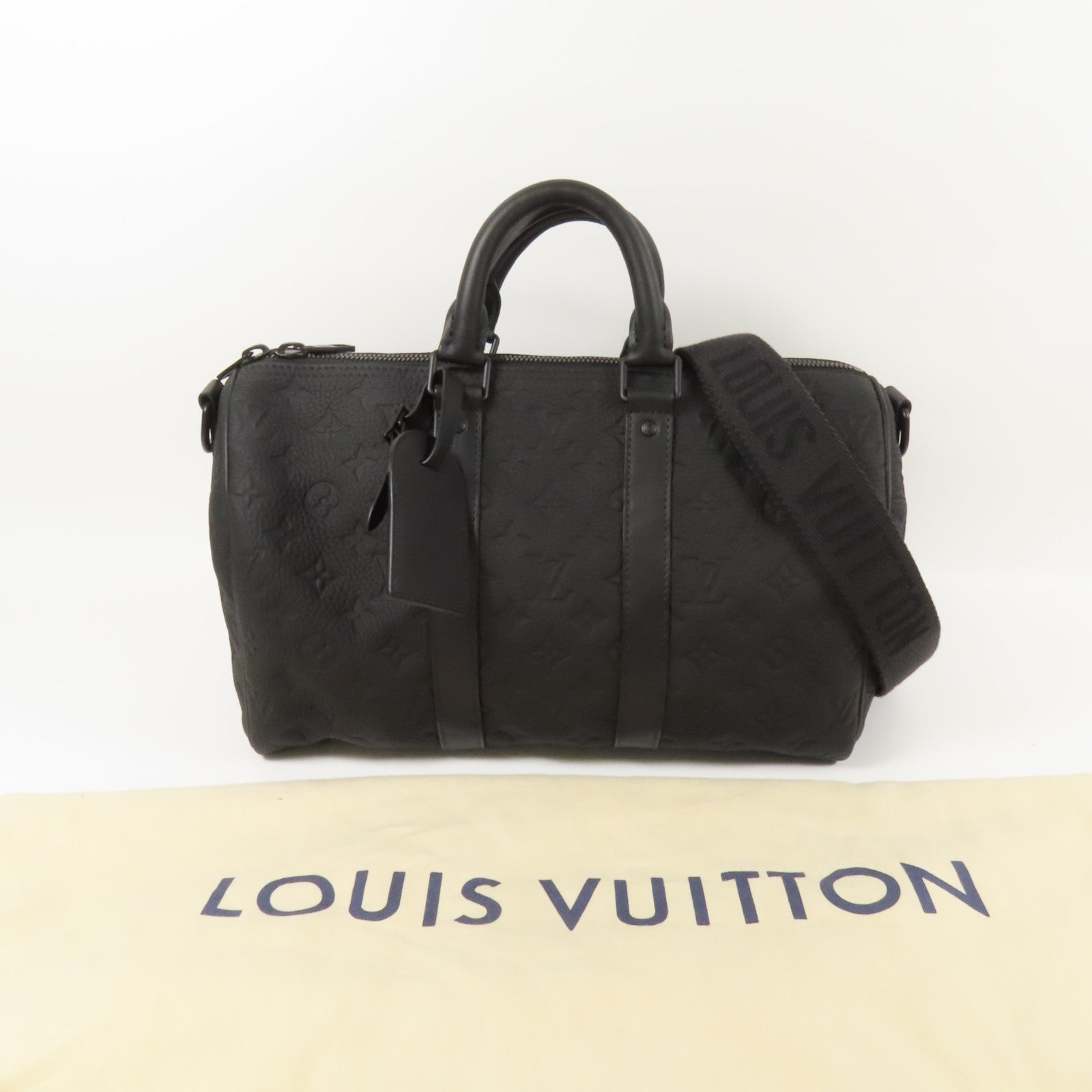 LOUIS VUITTON Monogram Taurillon Keepall Bandouliere35手挽肩背兩用袋
