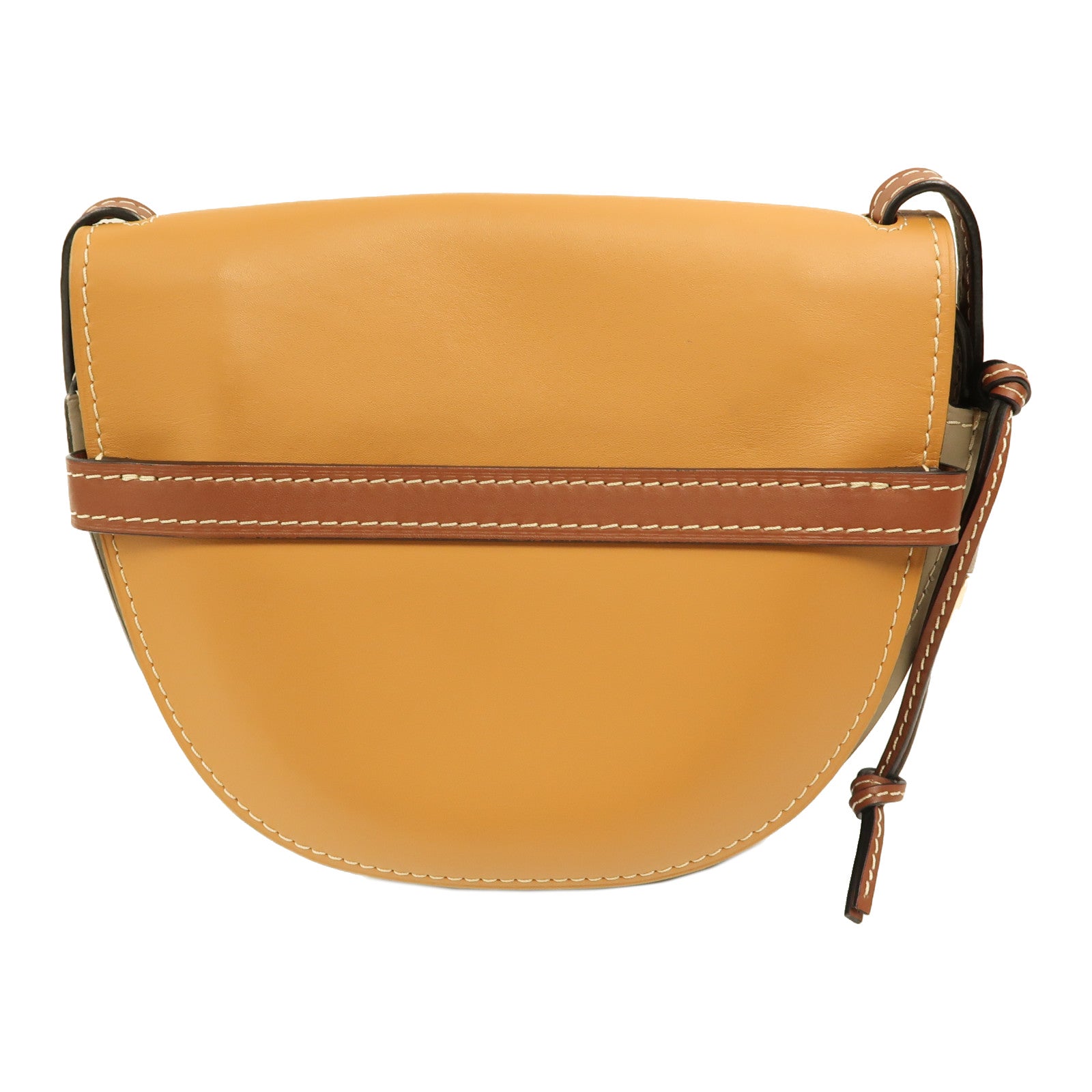 LOEWE 牛皮皮革Gate Small金扣肩背袋米色/啡色