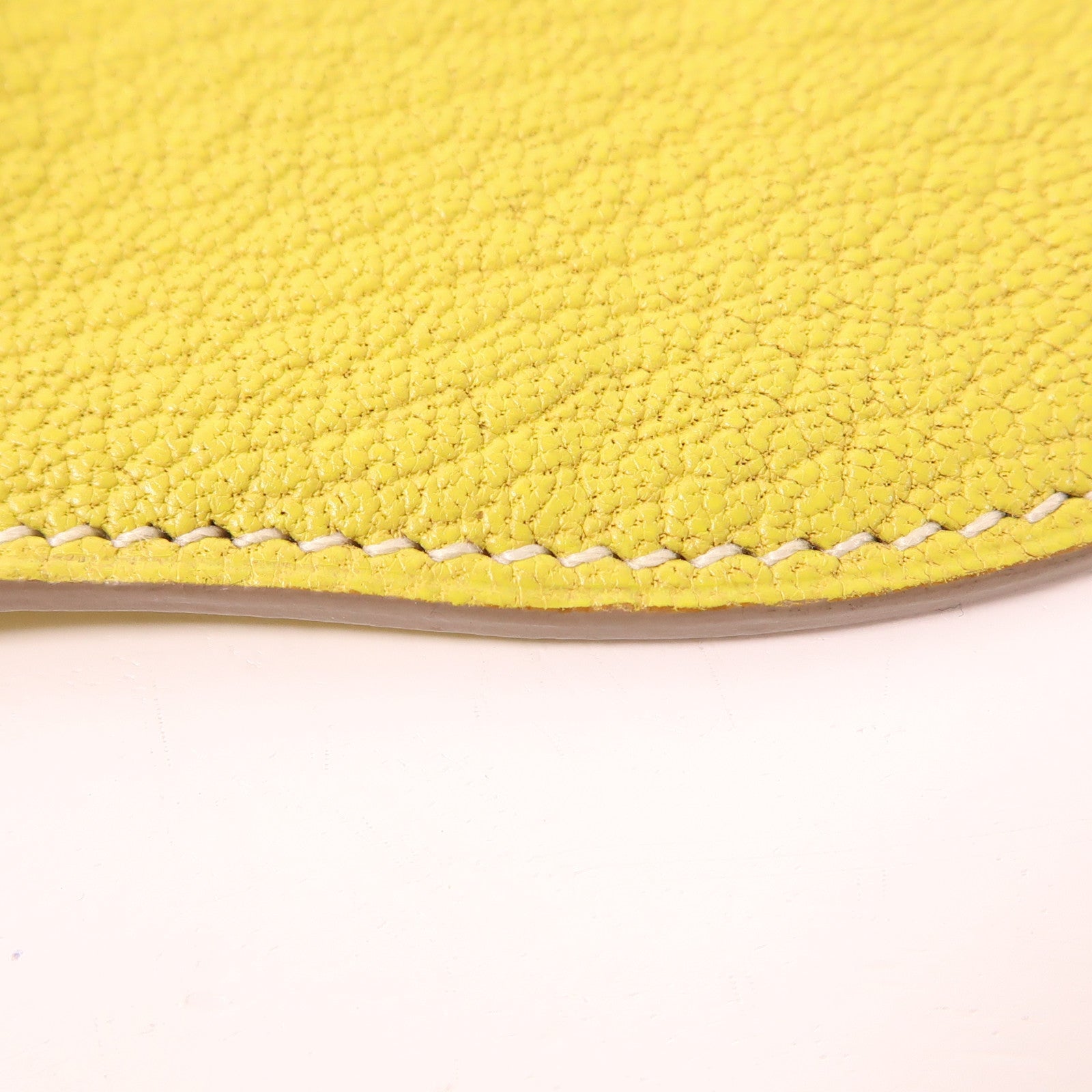 HERMES 【激減優惠】Clemence皮革Tutti Frutti銀扣零錢包Lime黃色