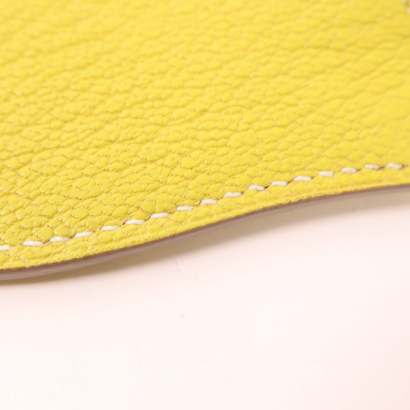 HERMES 【激減優惠】Clemence皮革Tutti Frutti銀扣零錢包Lime黃色