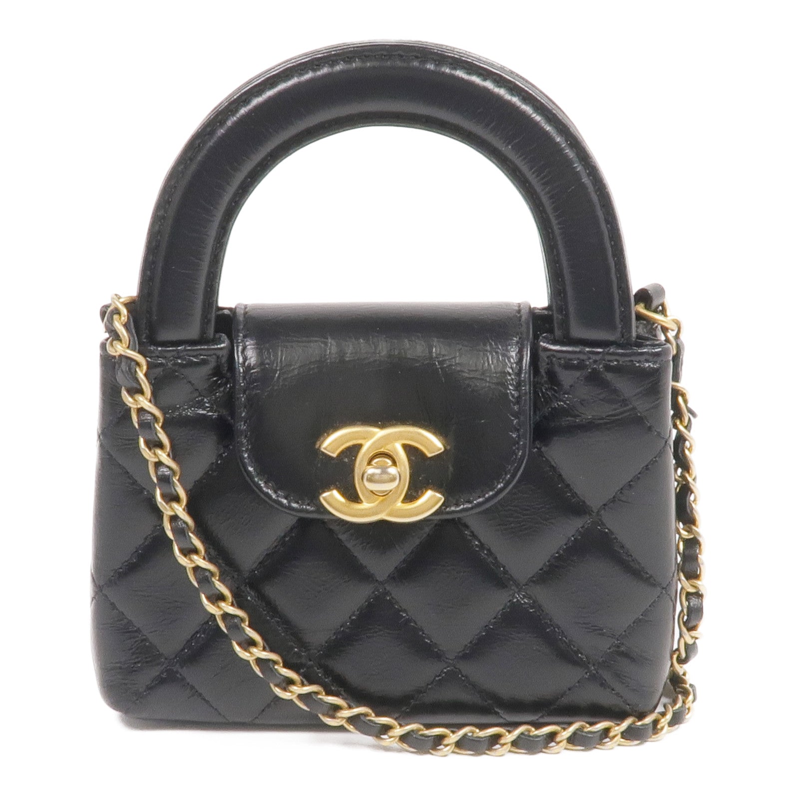 CHANEL 【激減優惠】牛皮皮革Kelly Nano金扣手挽肩背兩用袋