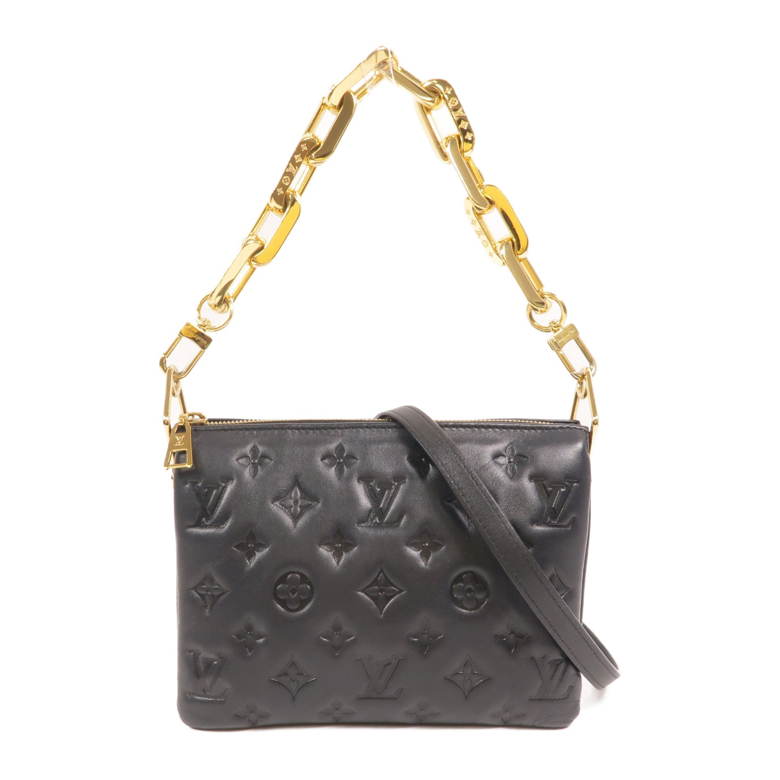 LOUIS VUITTON 【激減優惠】Monogram Embossed Coussin BB金扣鏈帶手挽肩背兩用袋