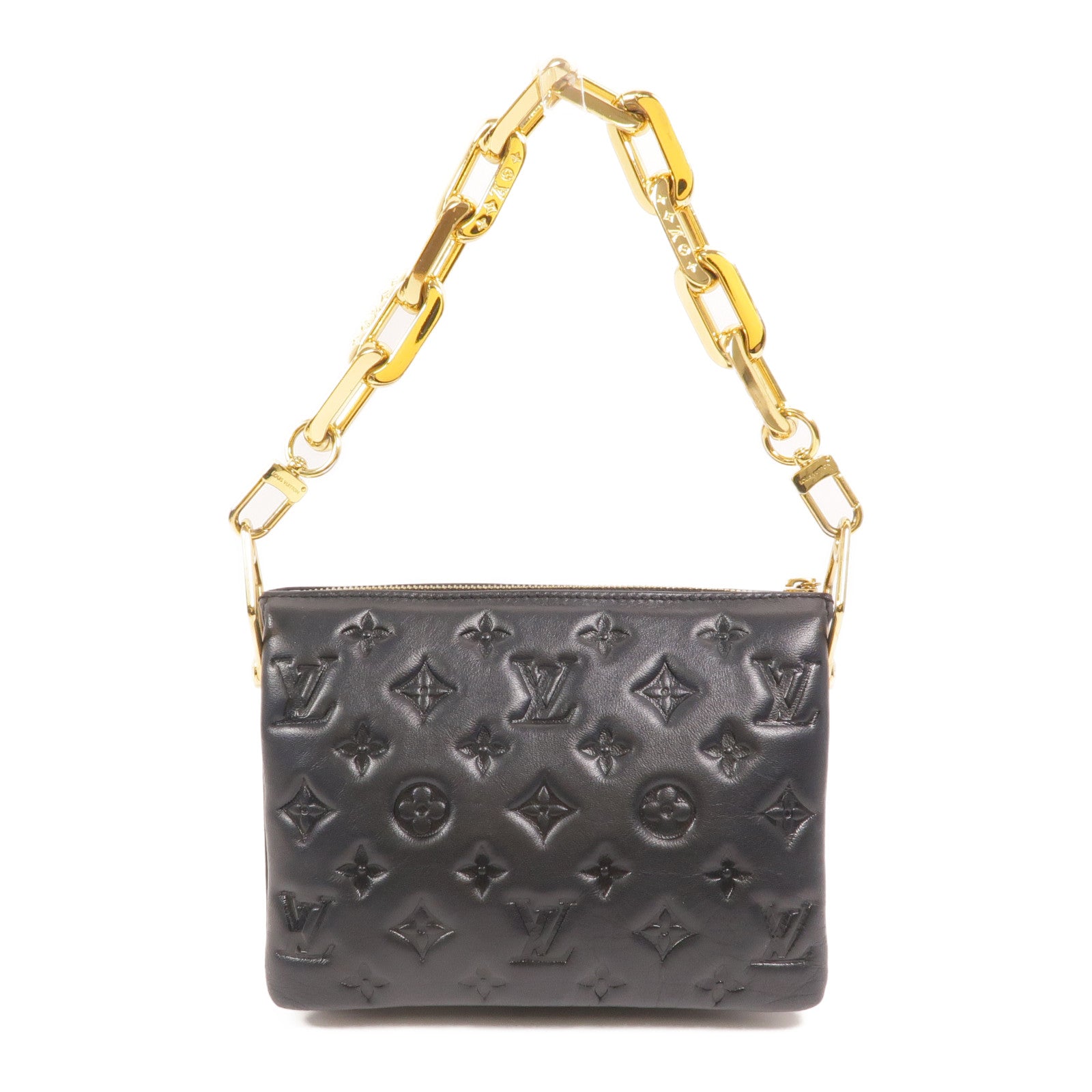 LOUIS VUITTON 【激減優惠】Monogram Embossed Coussin BB金扣鏈帶手挽肩背兩用袋