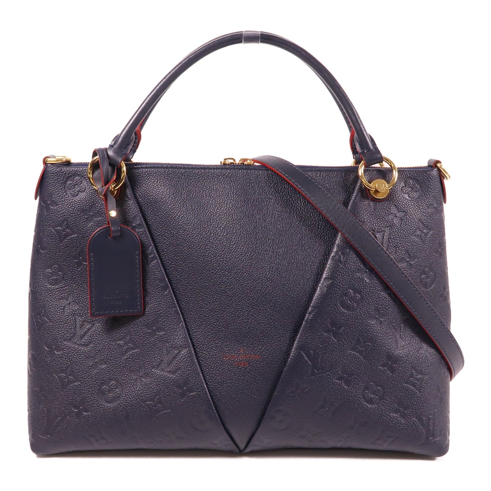 LOUIS VUITTON LV GHW V Tote MM 2 Way Shoulder Bag M44421 Monogram Empreinte Navy