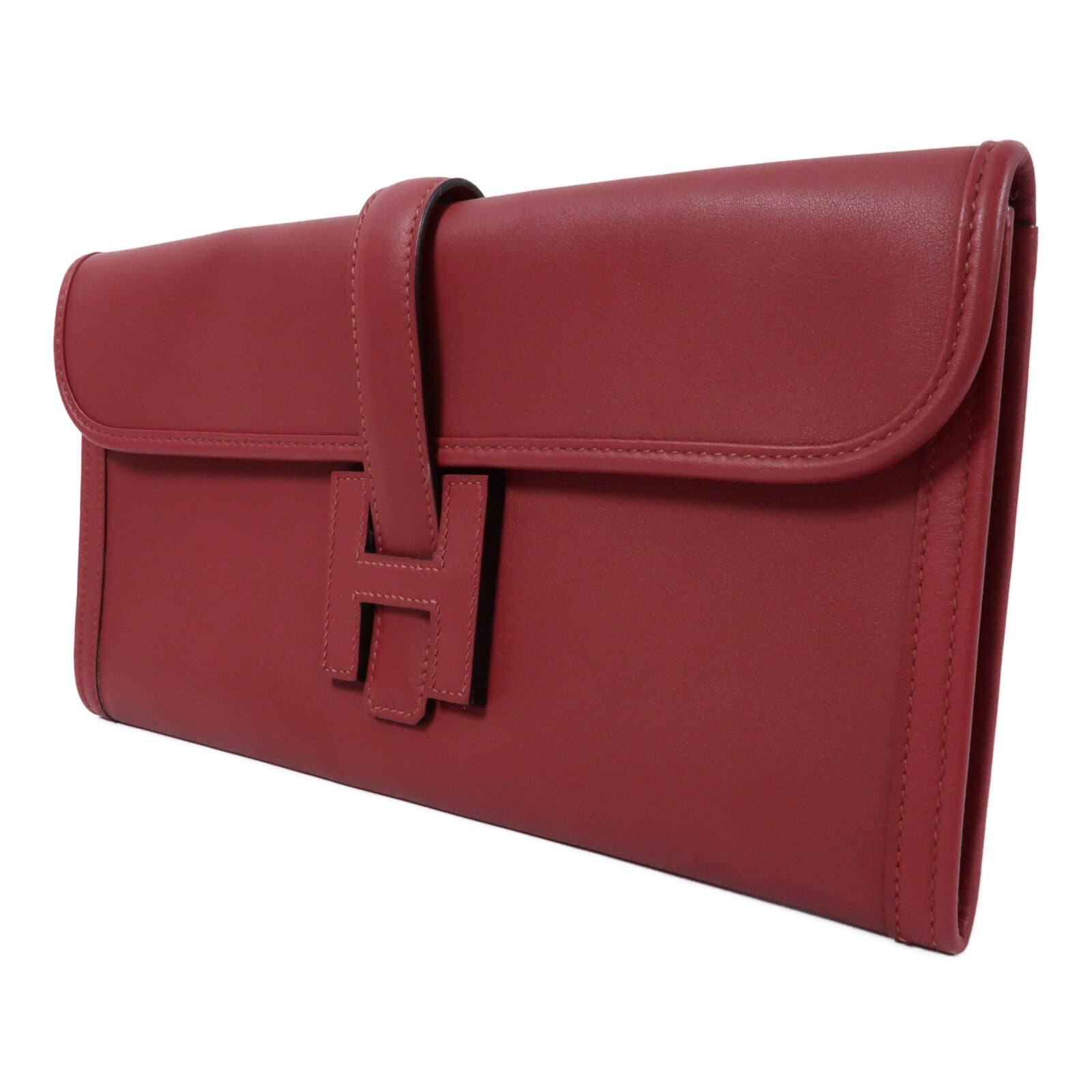 HERMES Swift皮革Jige Elan 29 Clutch手拿包Rouge Grenat