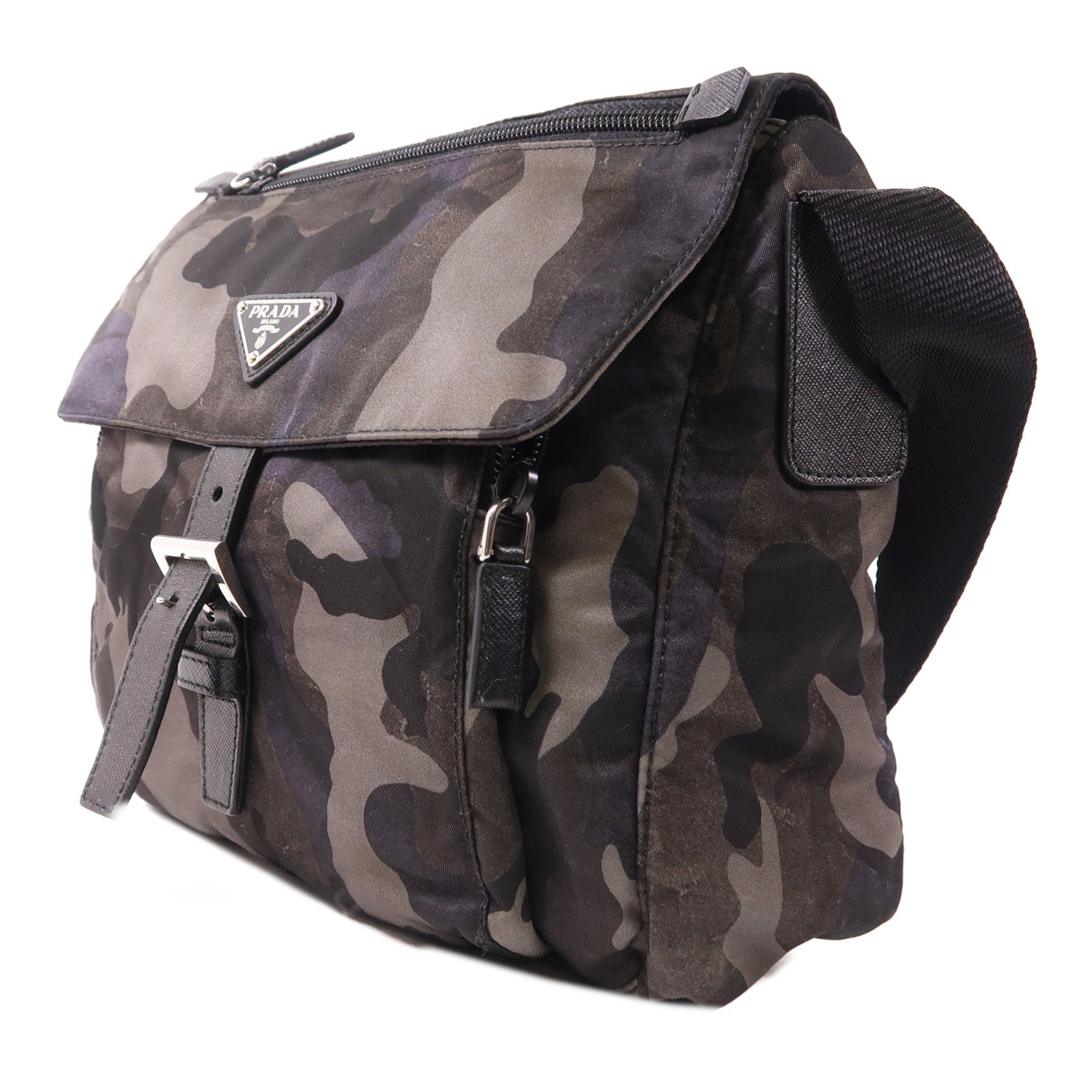 PRADA 尼龍Shoulder Bag銀扣肩背袋