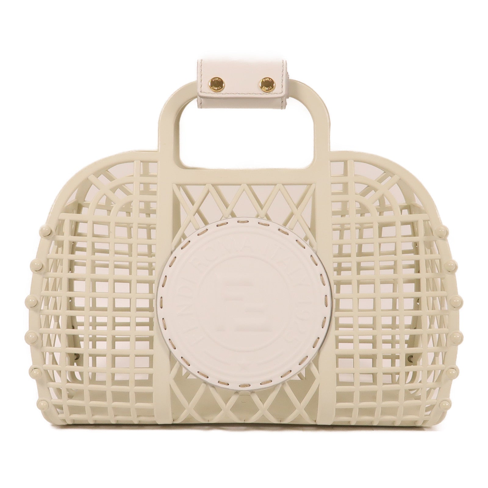 FENDI PVC Hand Bag金扣手挽袋白色