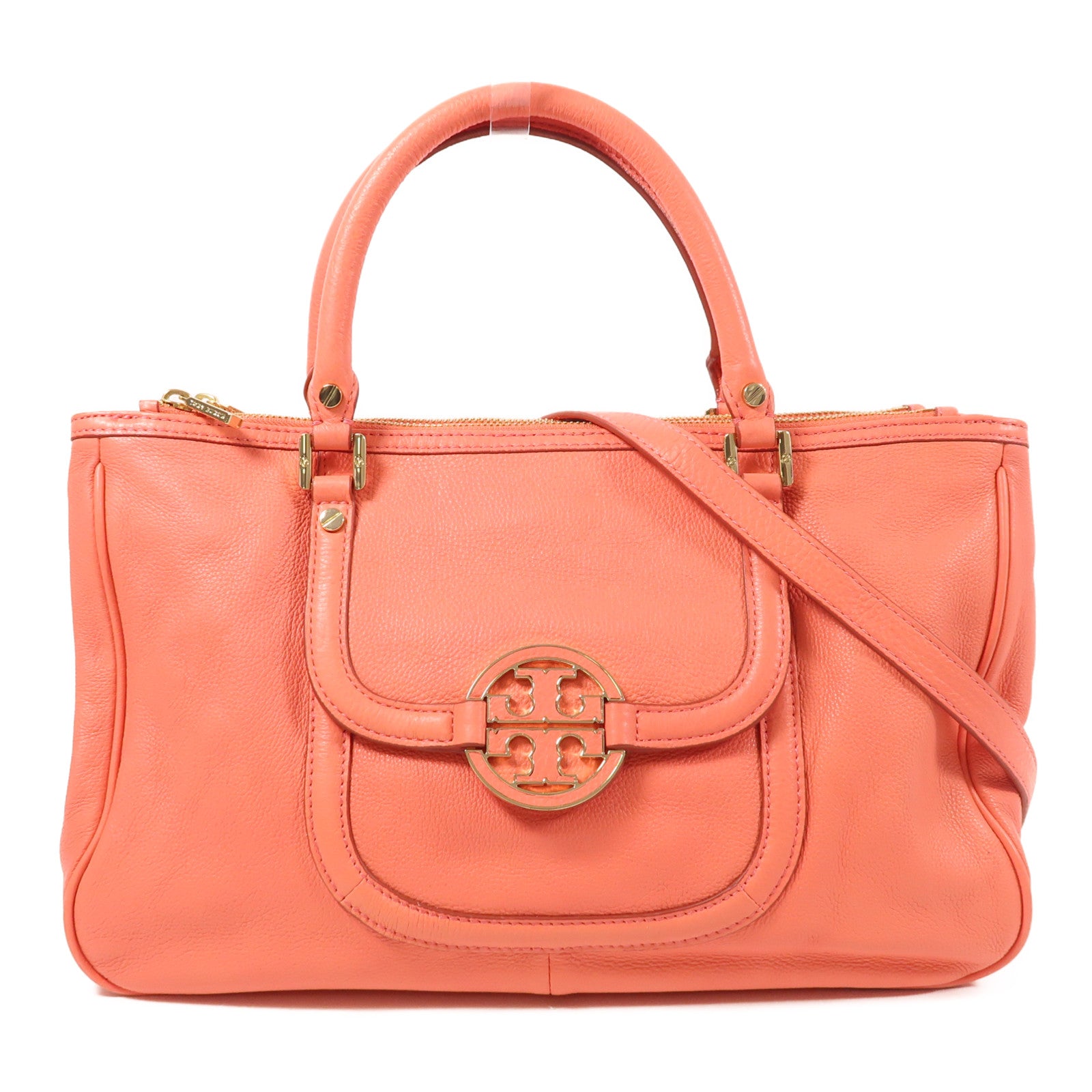 Tory Burch 牛皮皮革2 Way Bag金扣手挽肩背兩用袋