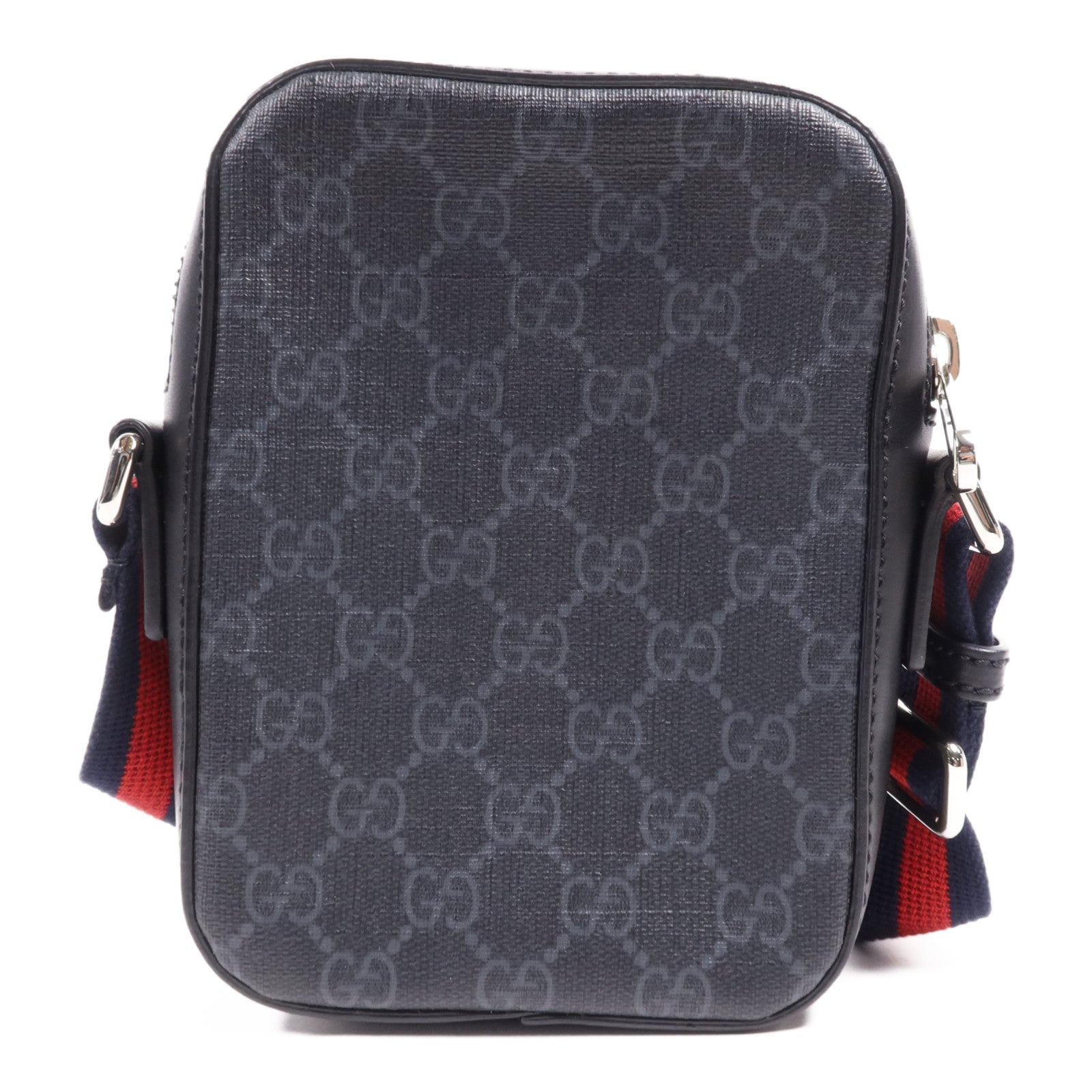 GUCCI 塗層帆布/牛皮皮革Shoulder Bag銀扣肩背袋