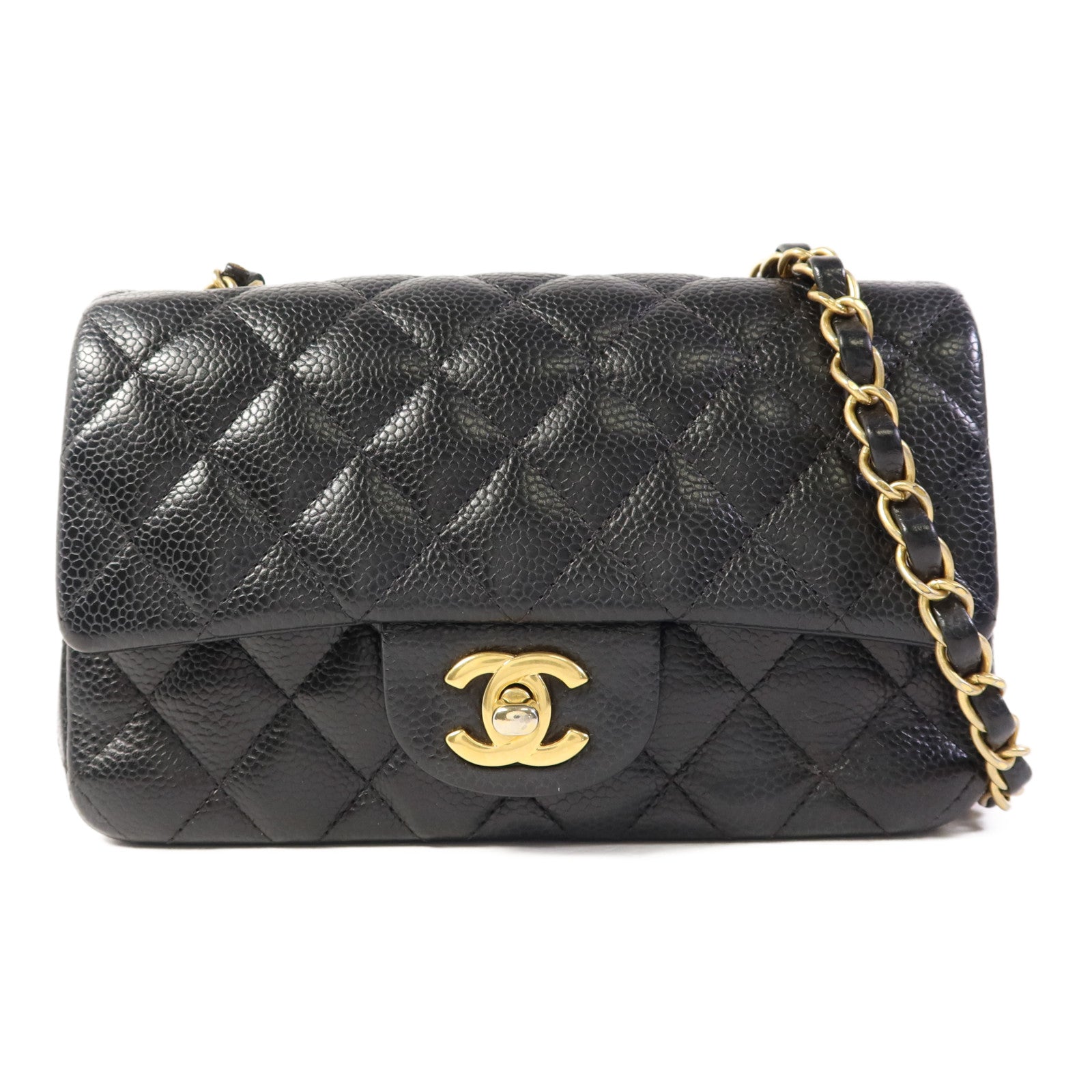 CHANEL 牛皮皮革Mini Classic 20金扣鏈帶肩背袋