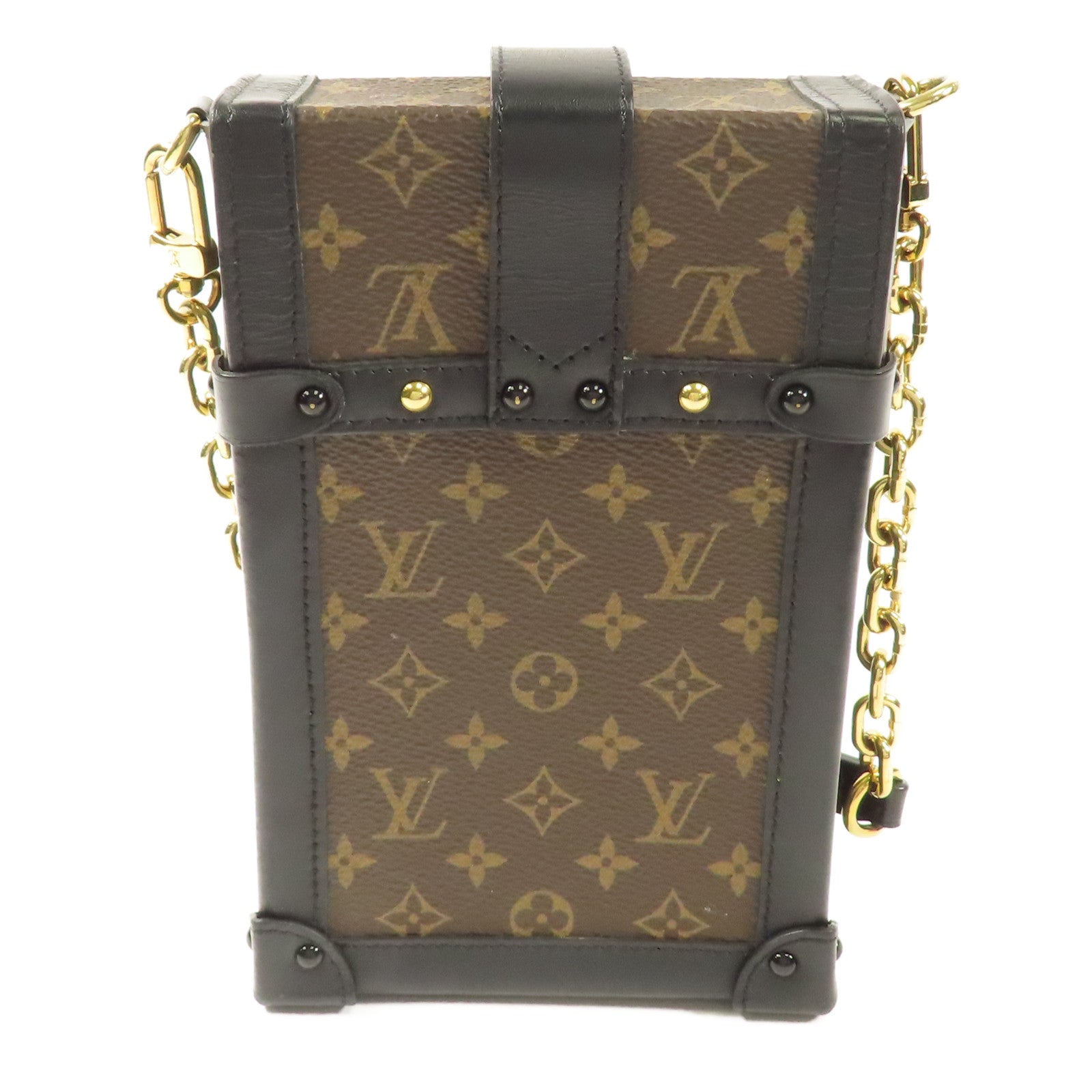 LOUIS VUITTON LV GHW Pochette Trunk Vertical Shoulder Bag Monogram M63913 Brown