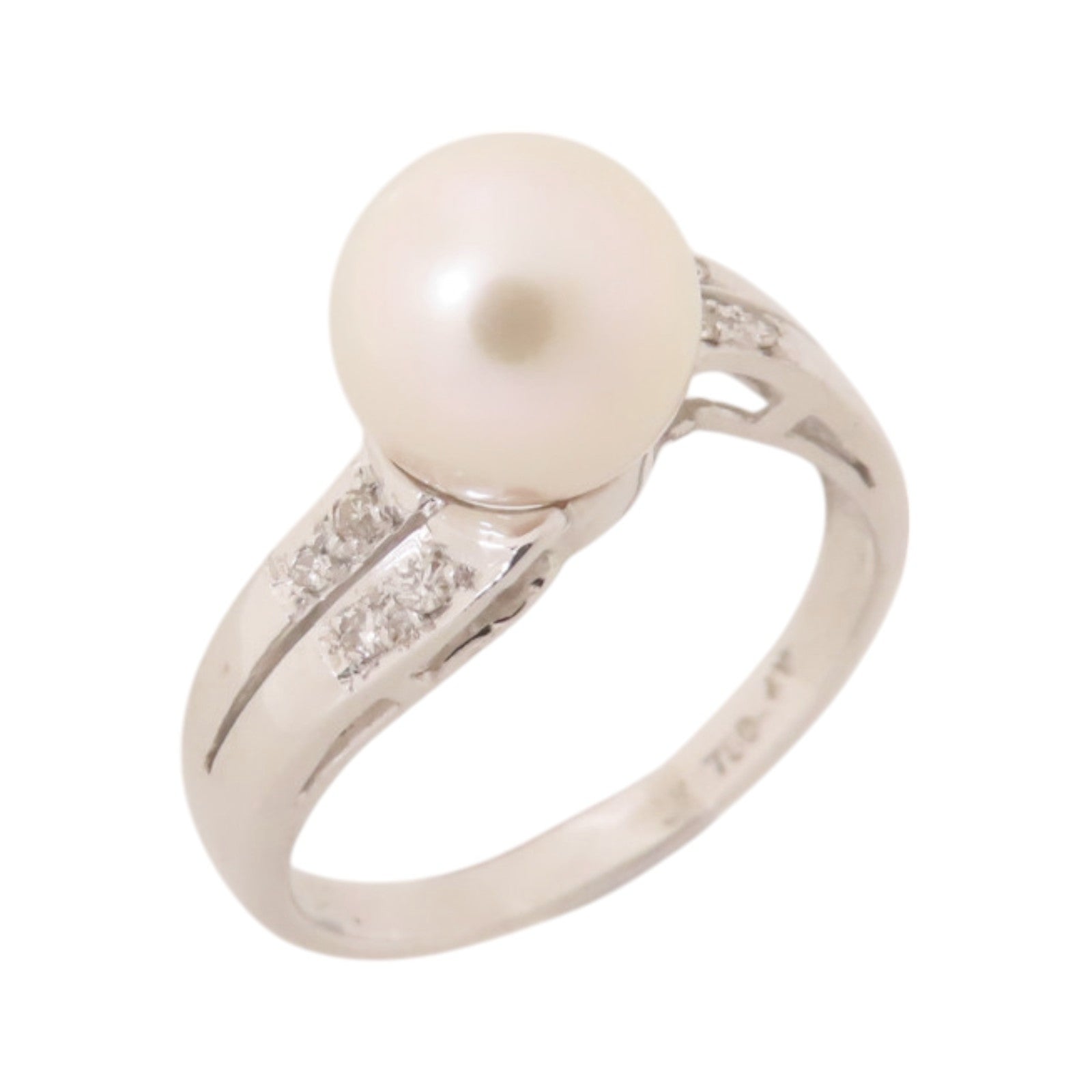 JEWELRY 【激減優惠】18K白金/珍珠/鑽石Pearl Diamond Ring戒指US#5