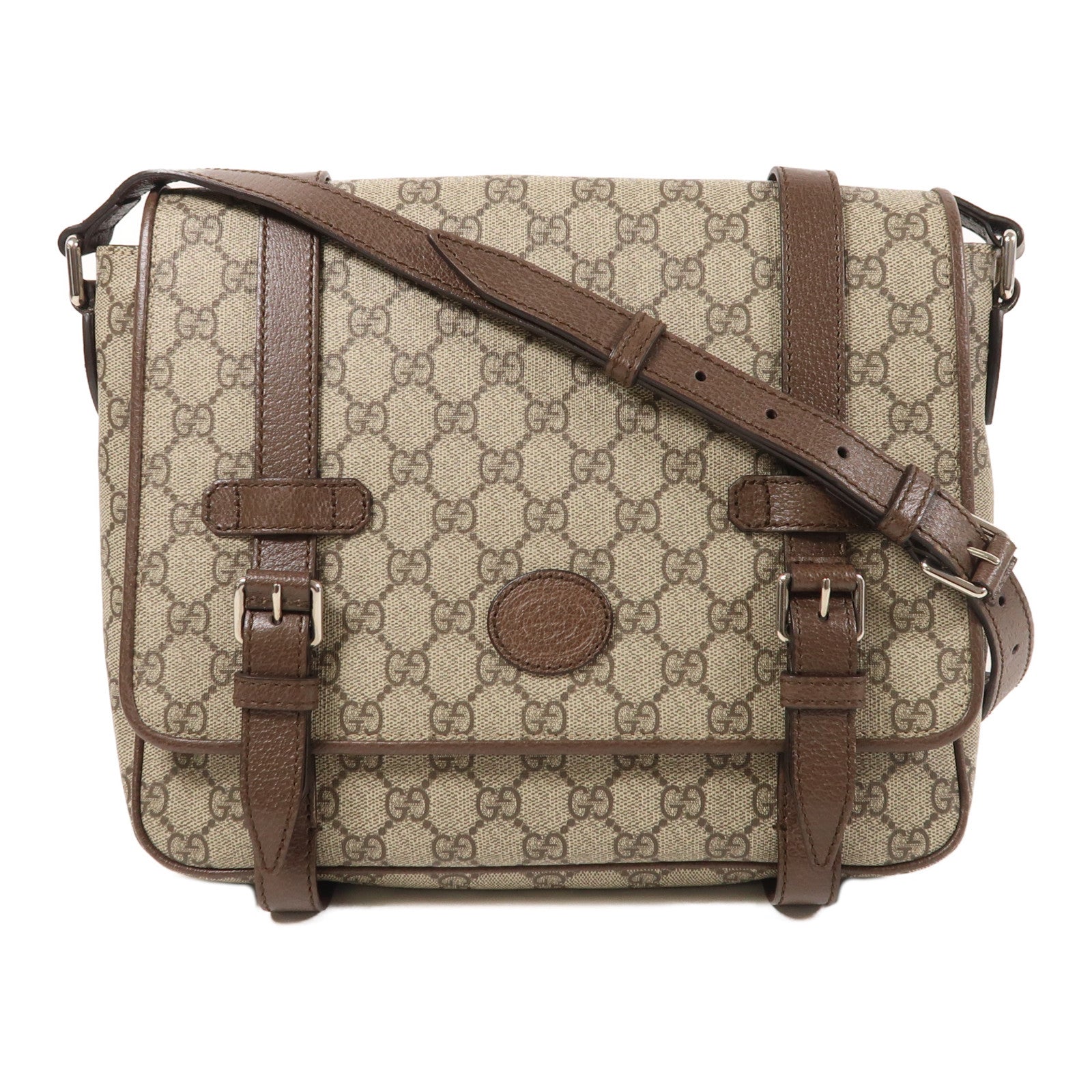 GUCCI 【激減優惠】塗層帆布Shoulder Bag銀扣肩背袋