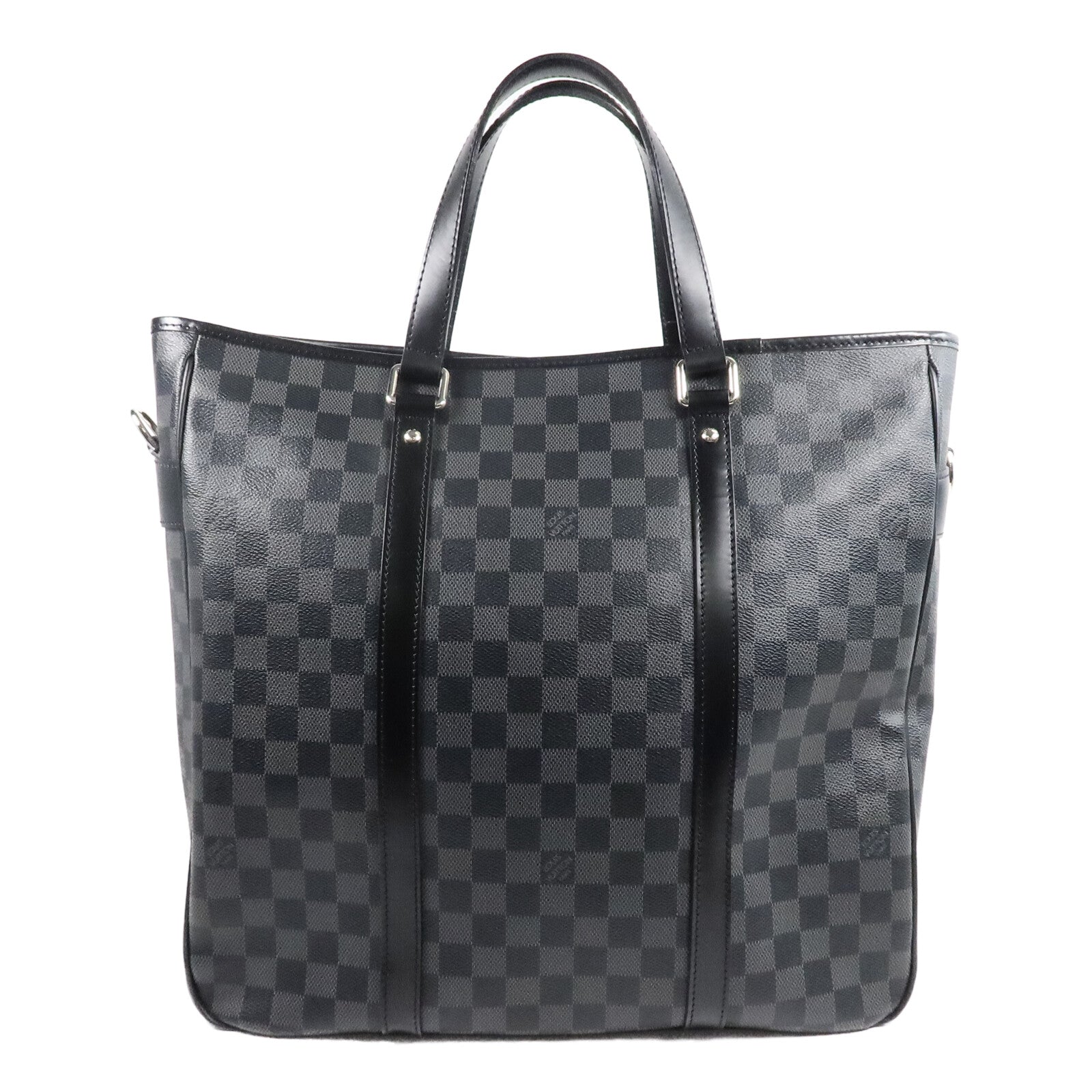 LOUIS VUITTON Damier Graphite Tadao MM銀扣手挽肩背兩用袋
