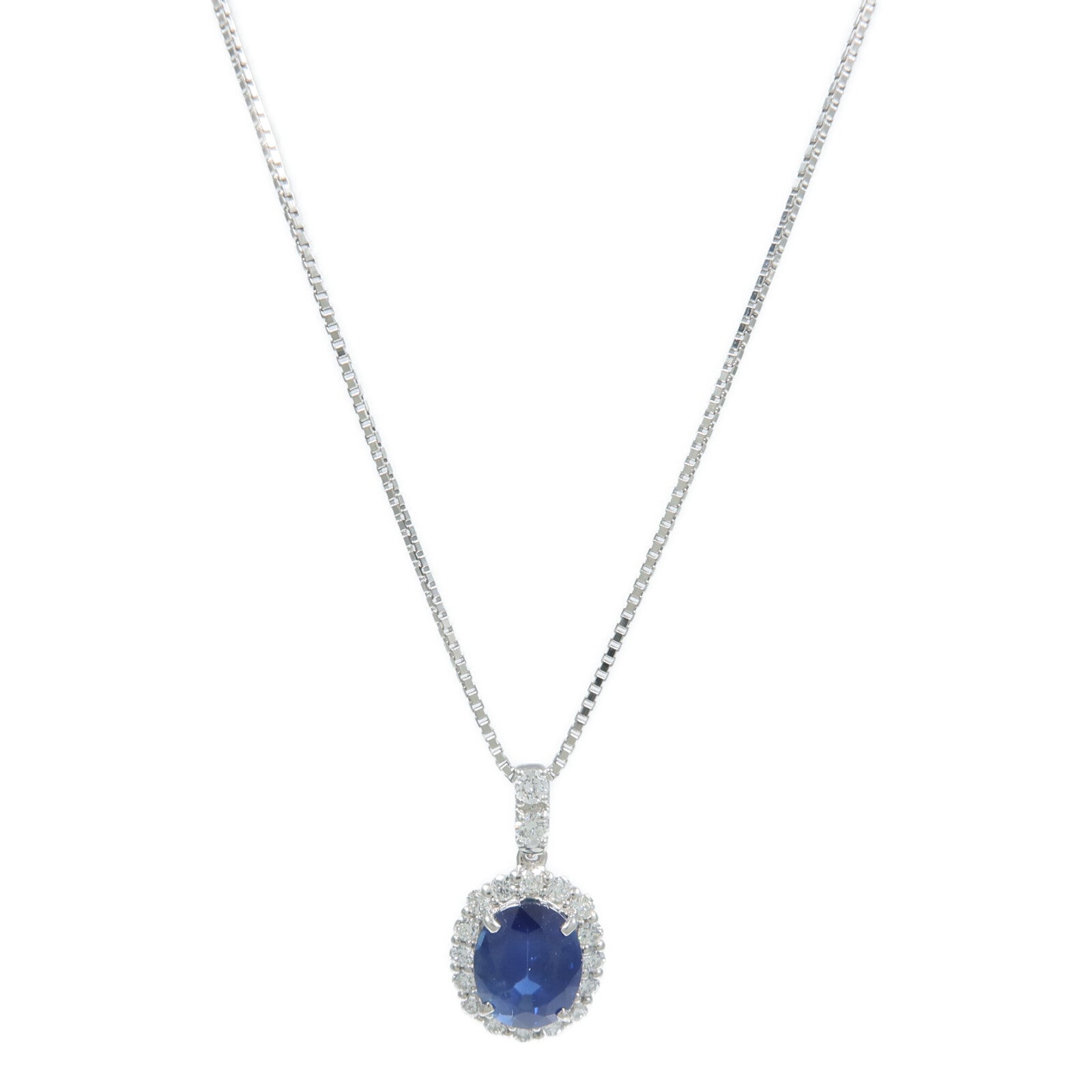JEWELRY PT900/PT850鉑金Sapphire Diamond Necklace藍寶石/鑽石項鍊