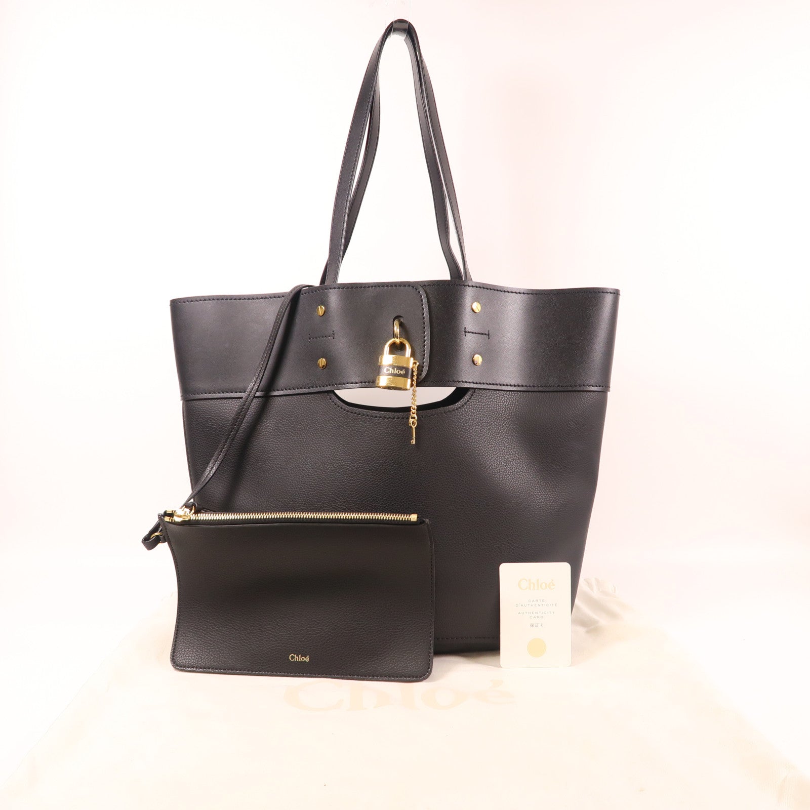 Chloe 牛皮皮革Aby Tote Bag金扣肩背袋