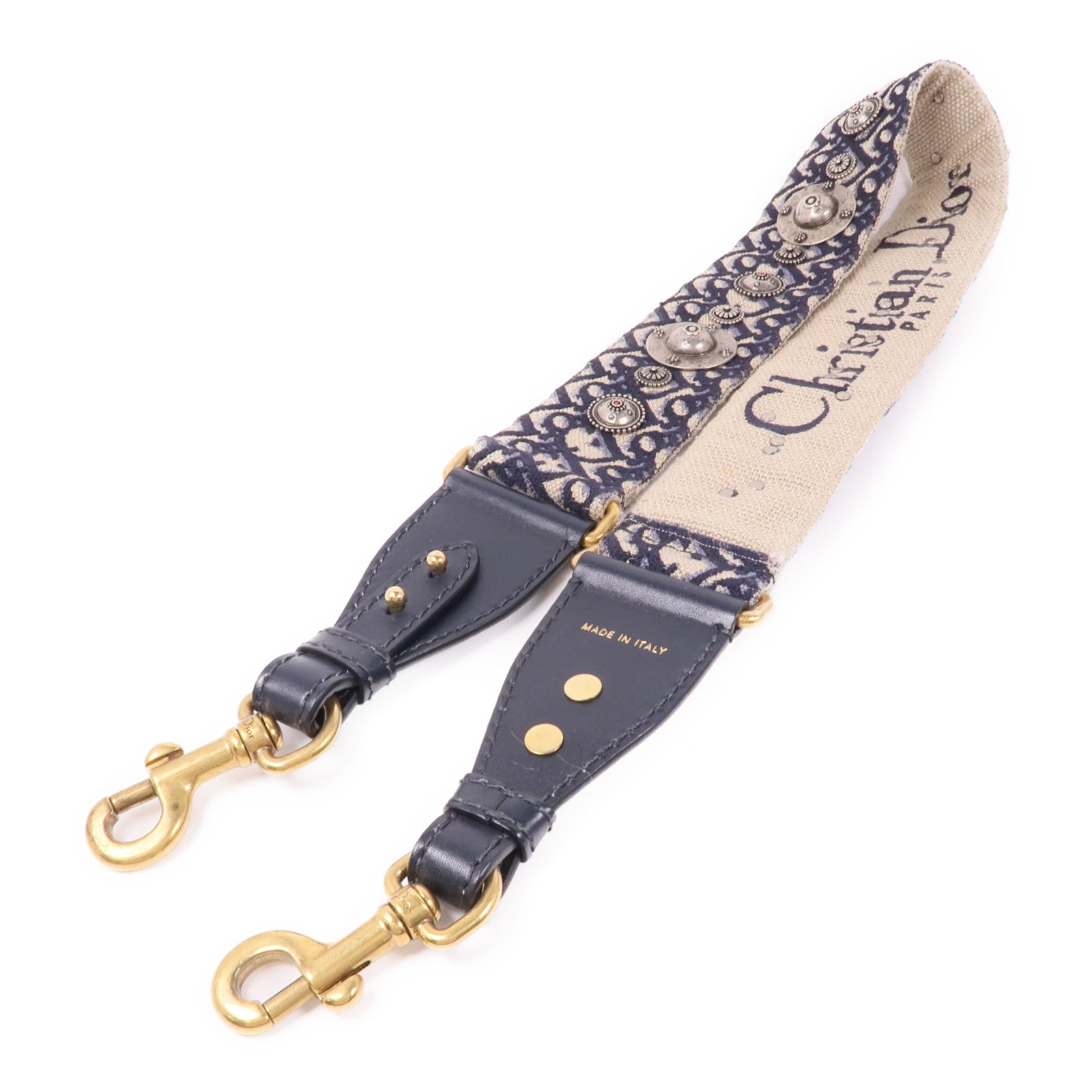 Dior CD GHW Shoulder Strap Canvas Navy Blue