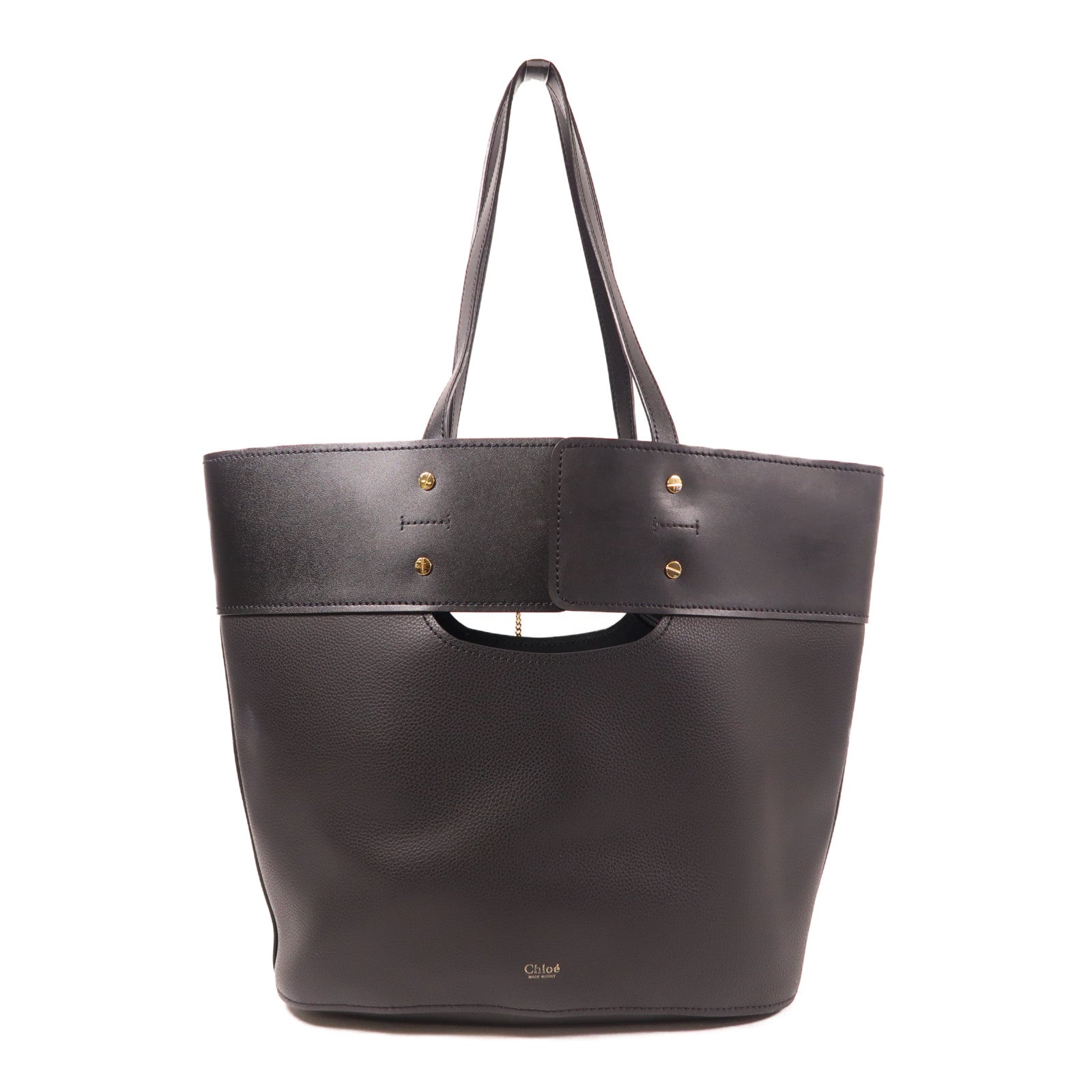 Chloe 牛皮皮革Aby Tote Bag金扣肩背袋