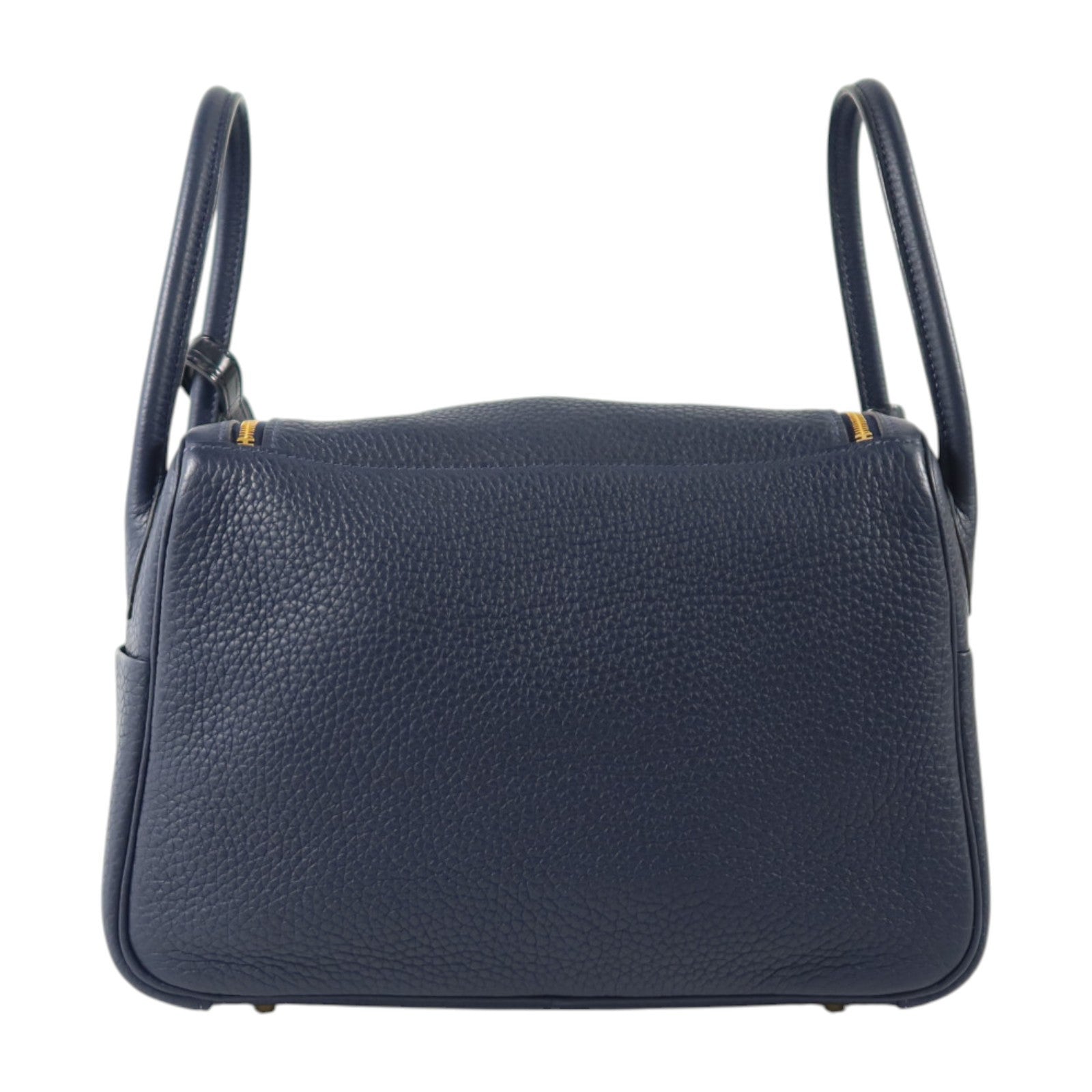 HERMES Clemence皮革/Crocodile皮革Lindy 26 Touch金扣手挽肩背兩用袋Bleu Nuit