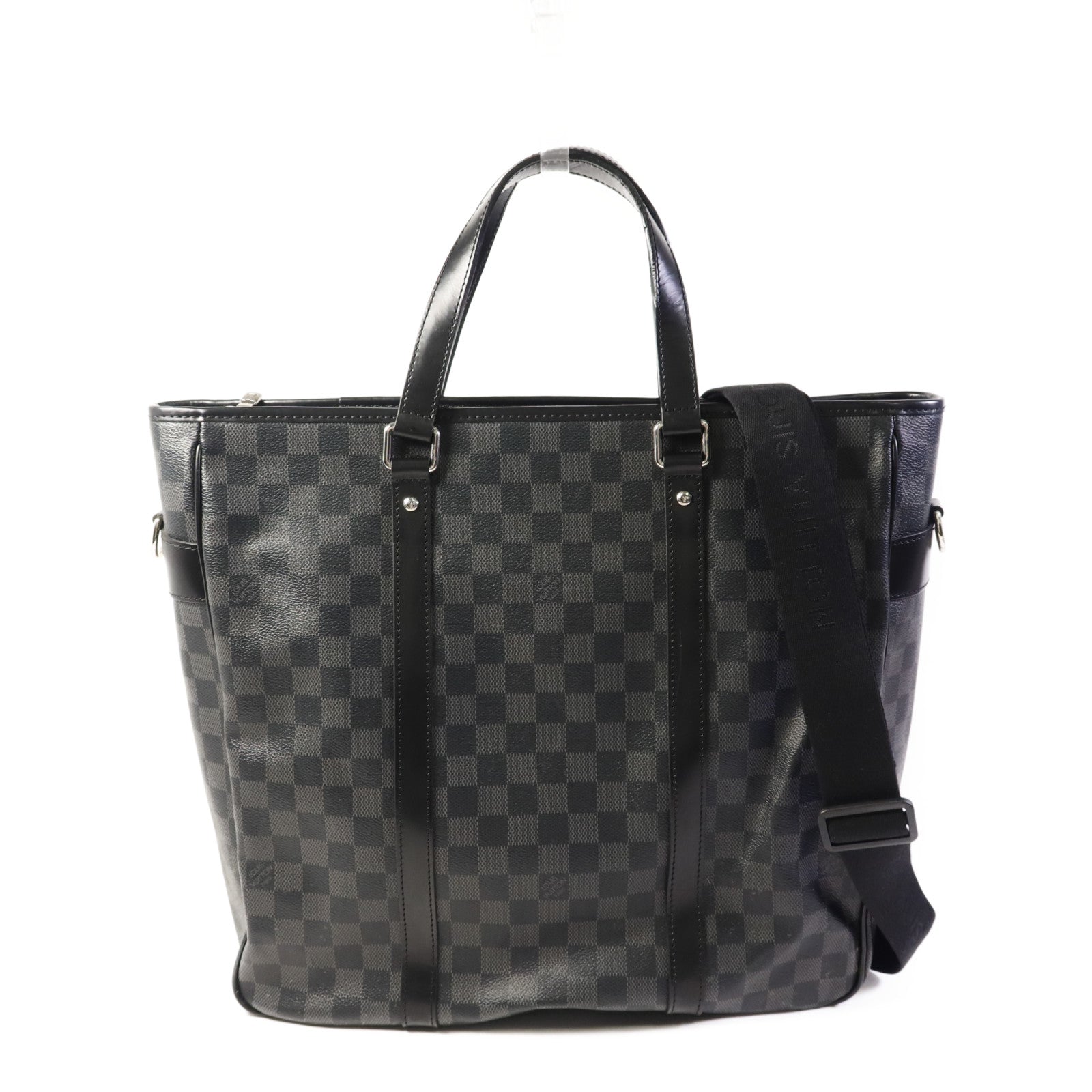LOUIS VUITTON Damier Graphite Tadao PM銀扣手挽肩背兩用袋