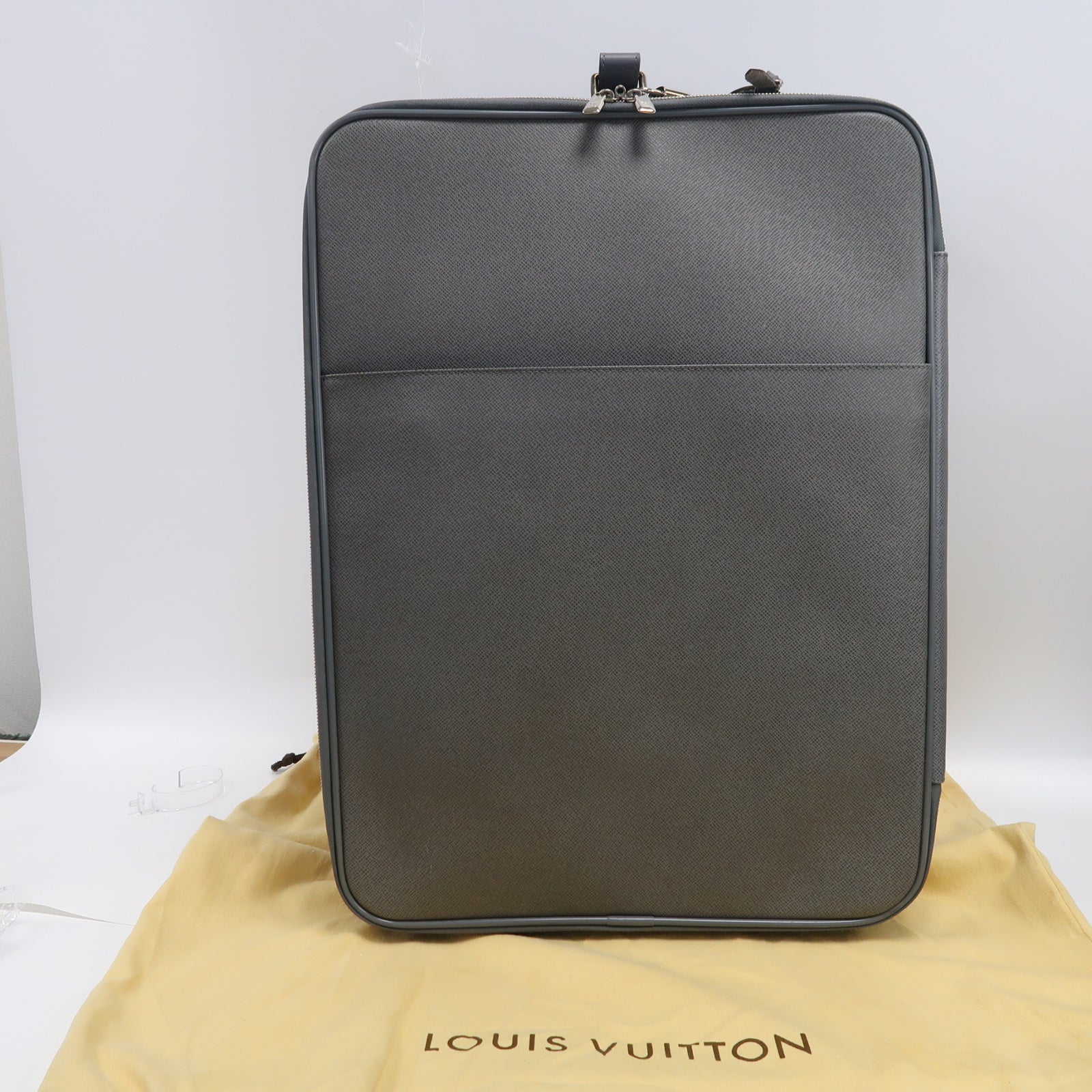 LOUIS VUITTON 【激減優惠】Cuir Taiga Pegase 55銀扣行李箱灰色