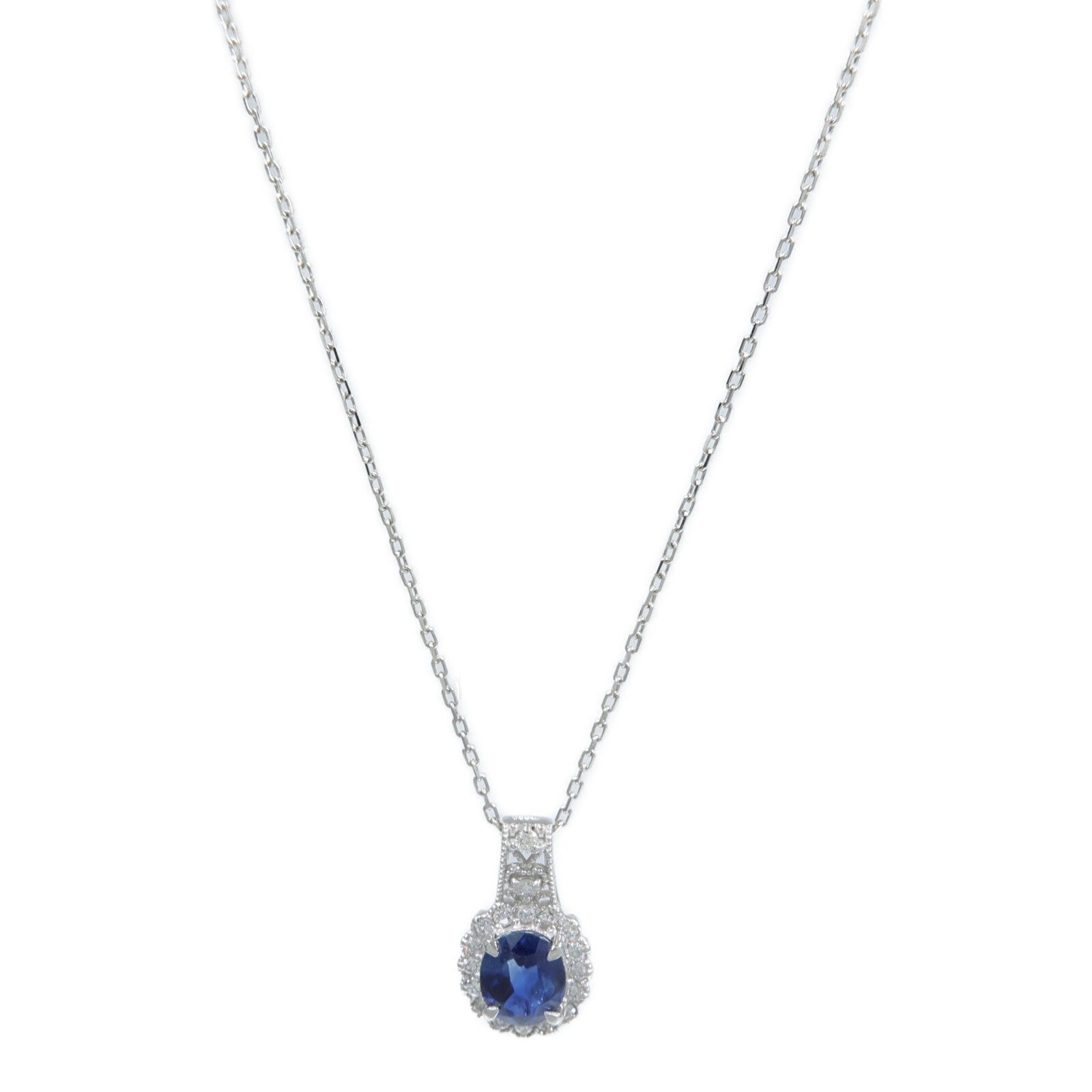 JEWELRY PT900/PT850鉑金Sapphire Diamond Necklace藍寶石/鑽石項鍊