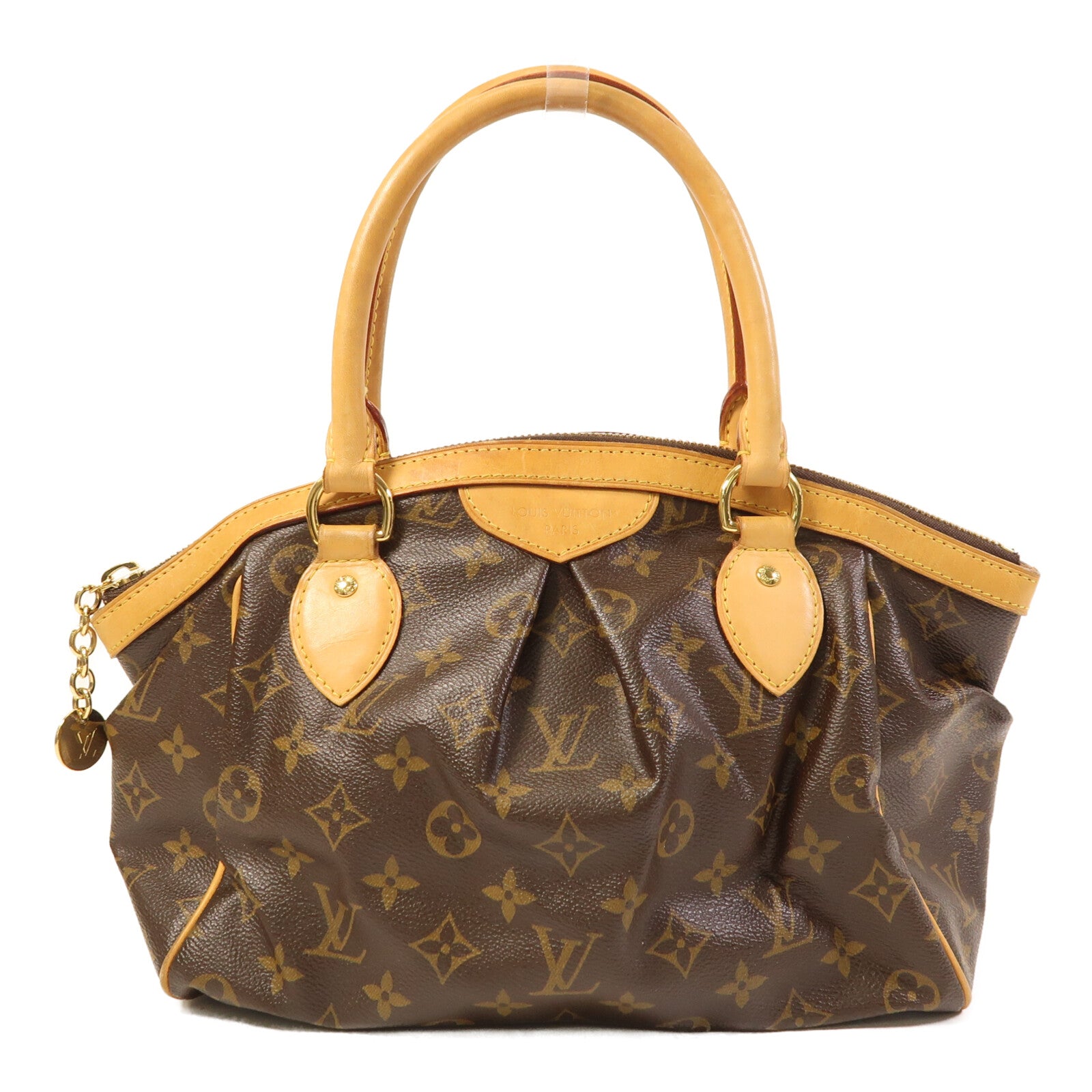 LOUIS VUITTON Monogram Tivoli PM金扣手挽袋棕色