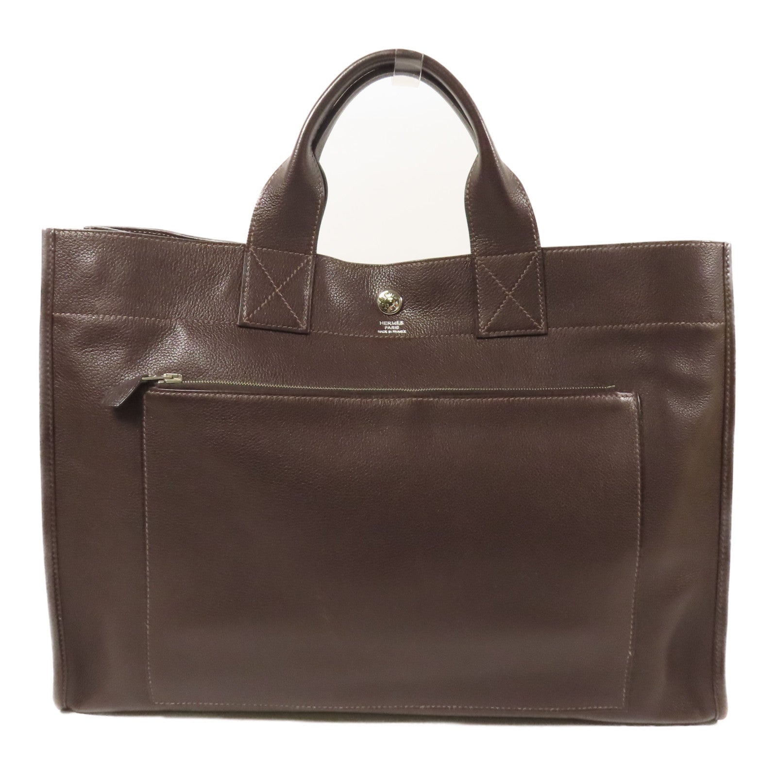 HERMES Sac Berlin 40 Tote Bag Evergrain Leather Chocolate